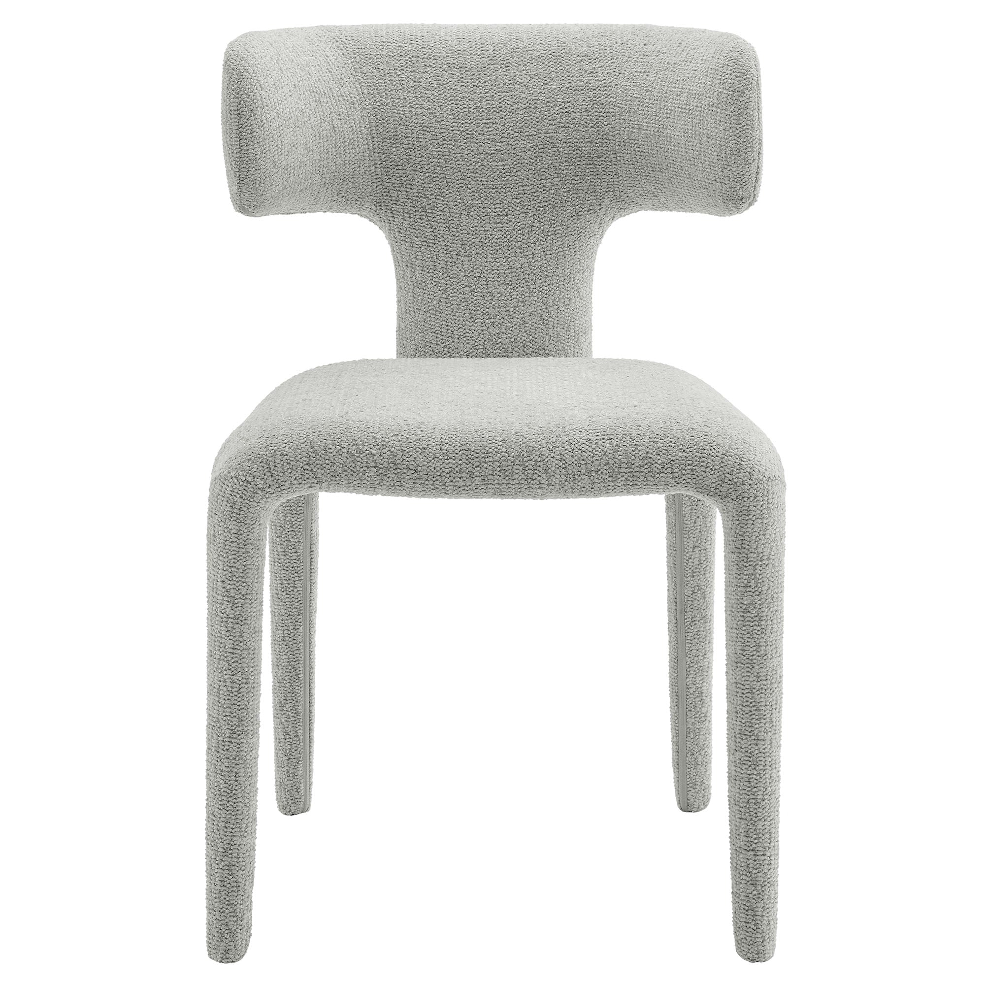 Stellan Curved Back Boucle Upholstered Dining Chair Set of 2, Dove Gray