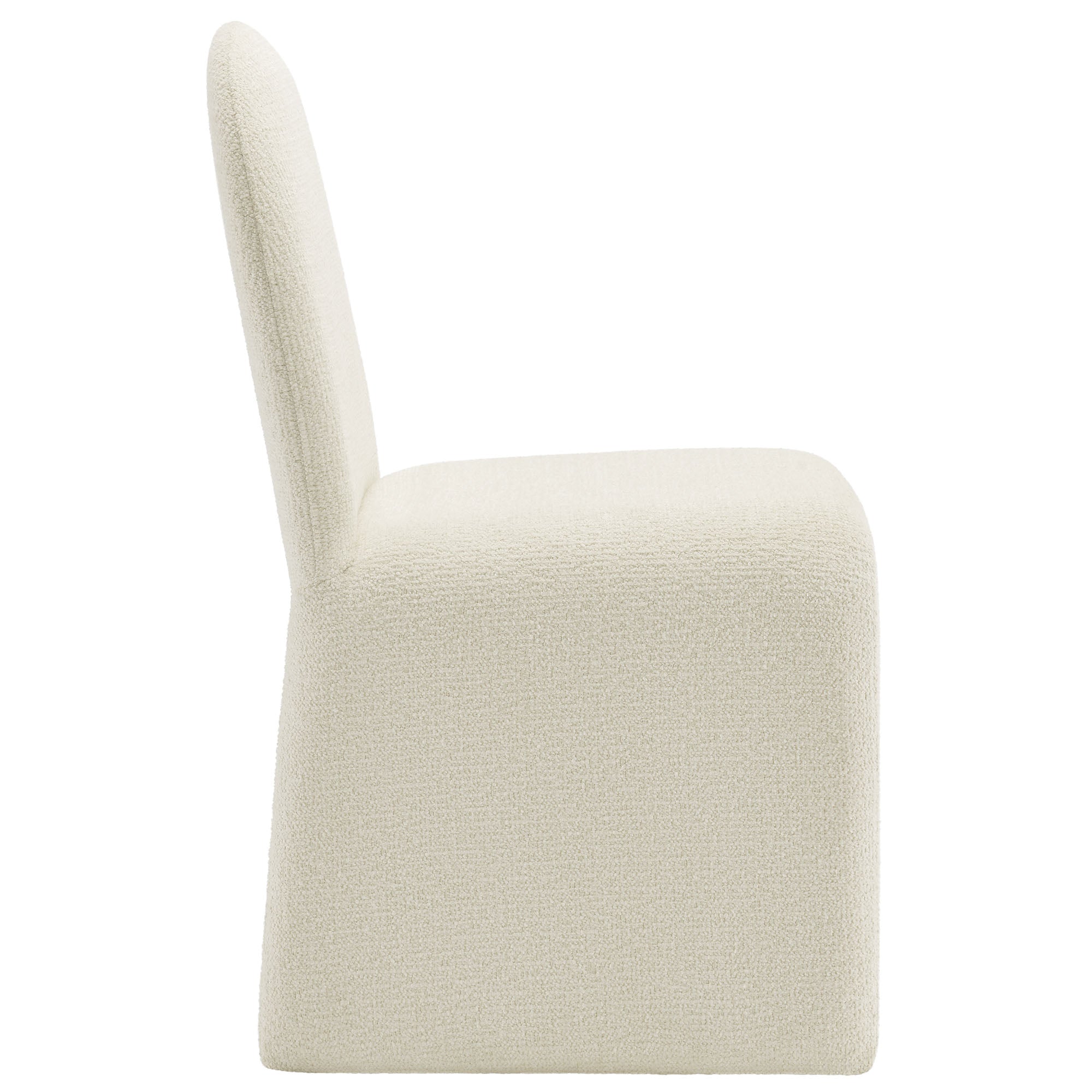 Junia Boucle Upholstered Arch Armless Dining Chair, Cream