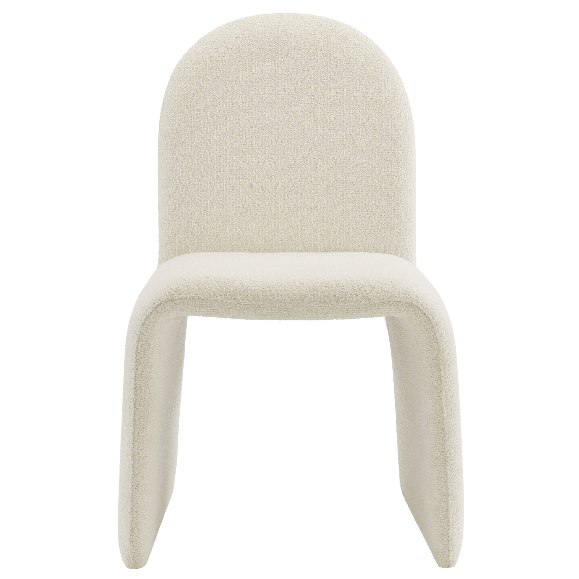 Junia Boucle Upholstered Arch Armless Dining Chair, Cream