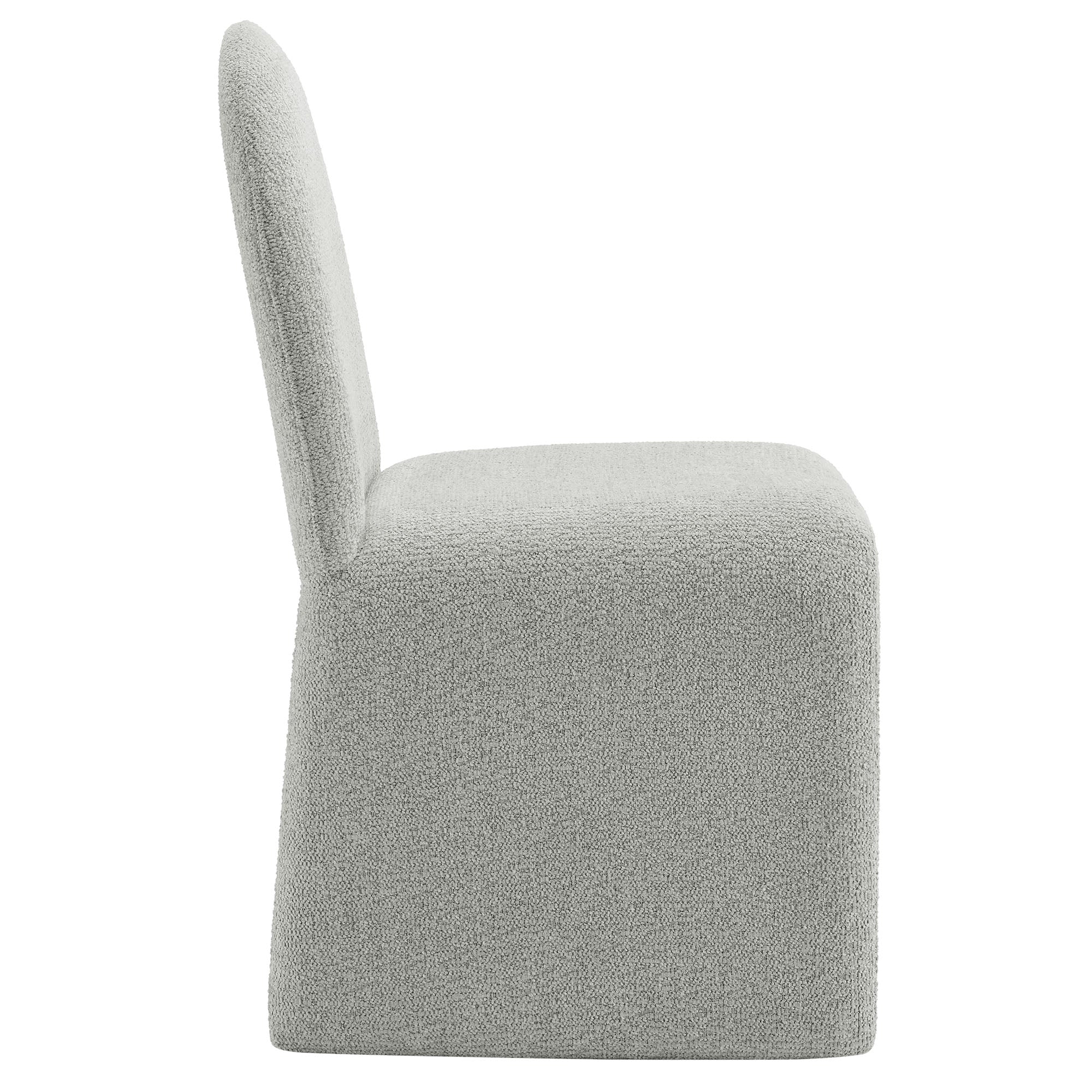 Junia Boucle Upholstered Arch Armless Dining Chair, Dove Gray