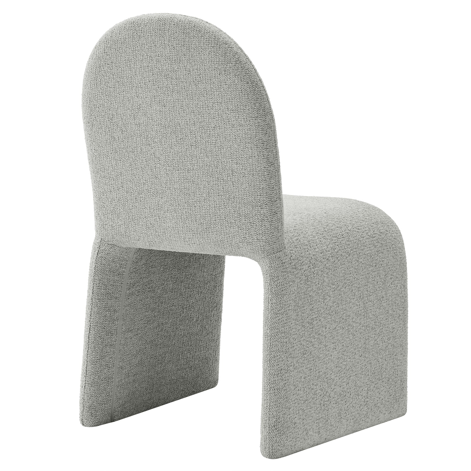 Junia Boucle Upholstered Arch Armless Dining Chair, Dove Gray