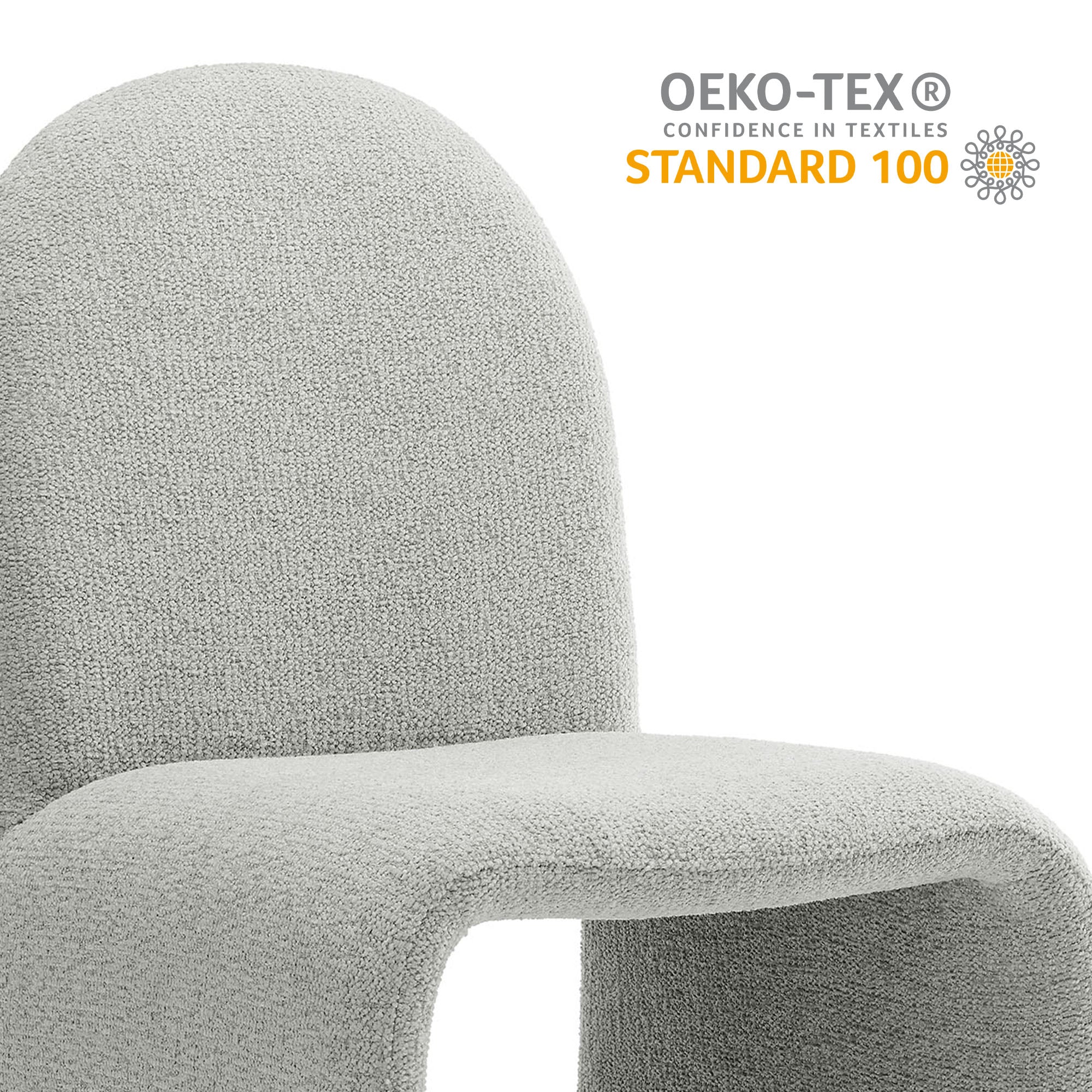 Junia Boucle Upholstered Arch Armless Dining Chair, Dove Gray