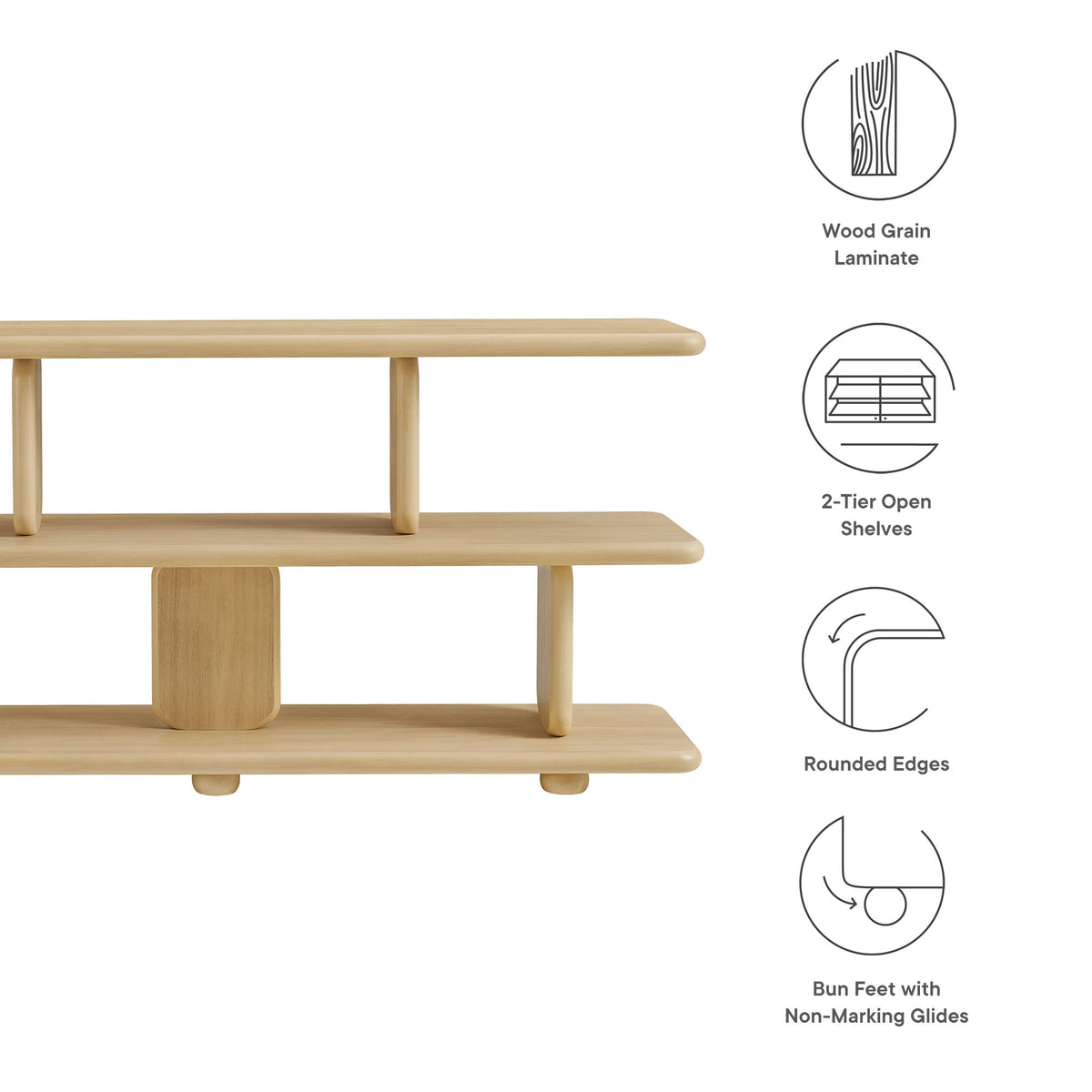 Lyle Sculptural 2-Tier Bookshelf, Natural