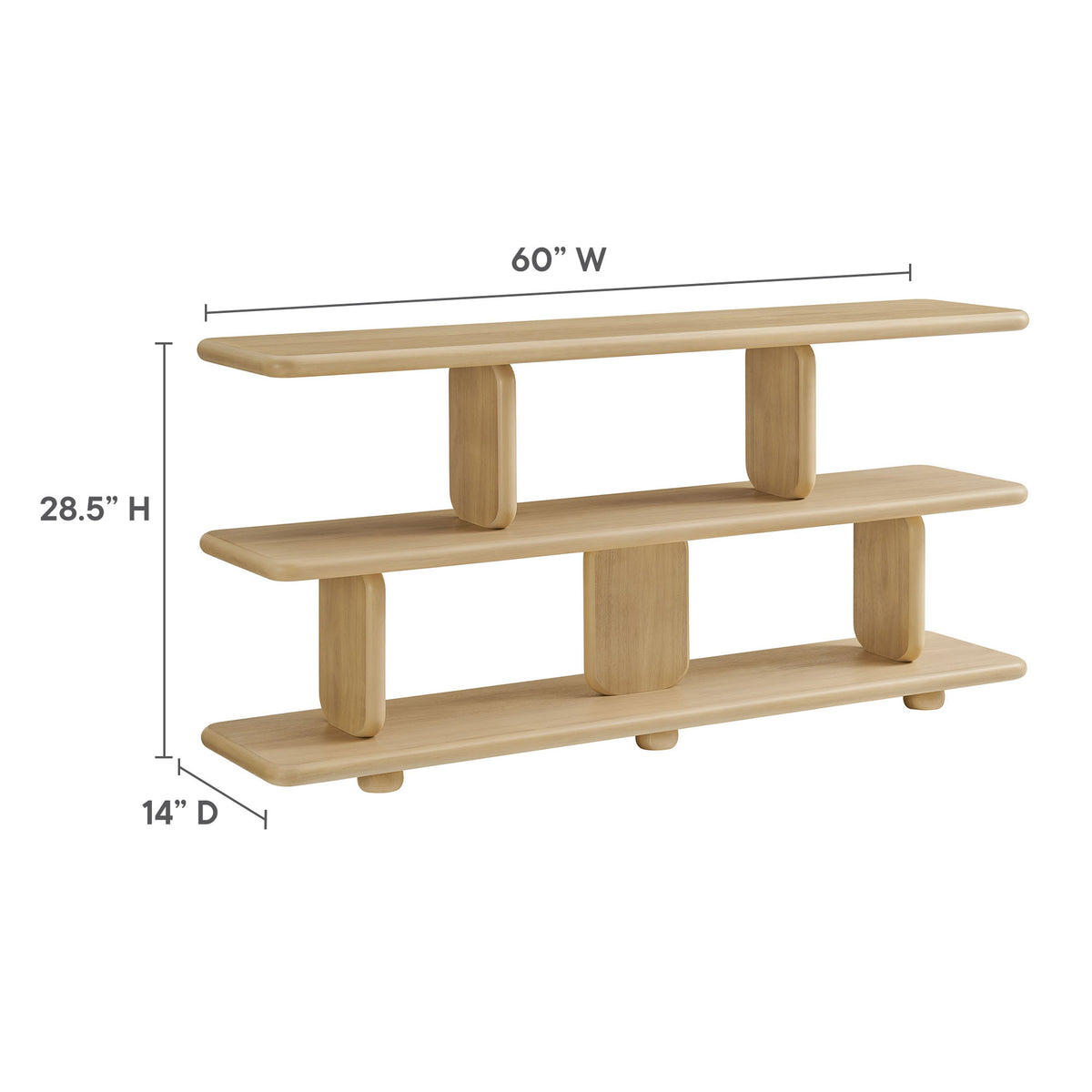 Lyle Sculptural 2-Tier Bookshelf, Natural