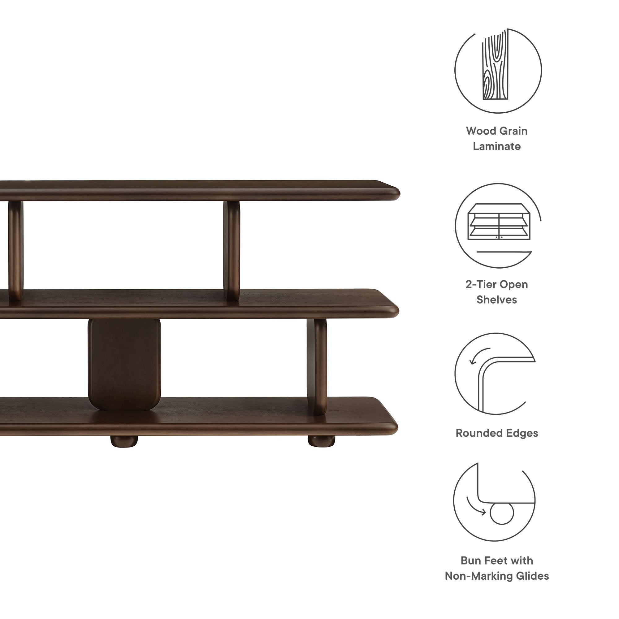 Lyle Sculptural 2-Tier Bookshelf, Walnut
