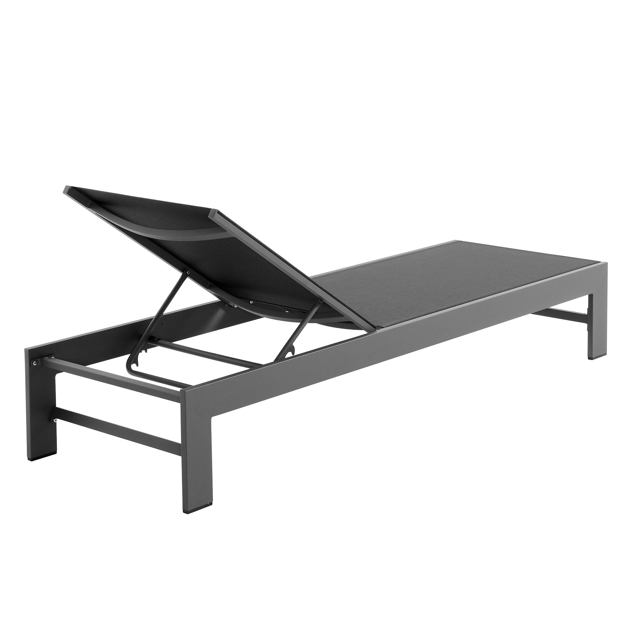 Tahoe Outdoor Patio Mesh and Aluminum Chaise Lounge, Gray