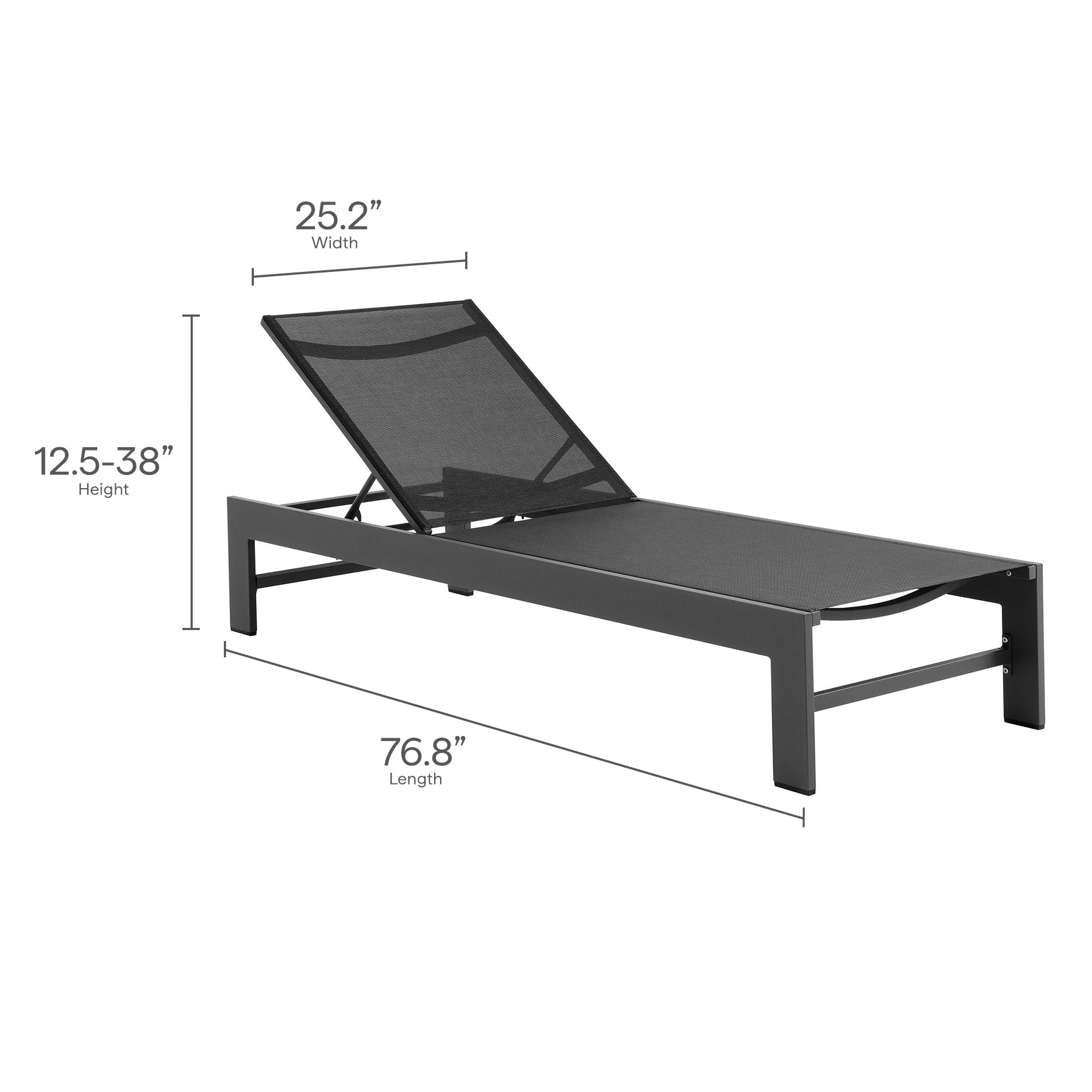Tahoe Outdoor Patio Mesh and Aluminum Chaise Lounge, Gray