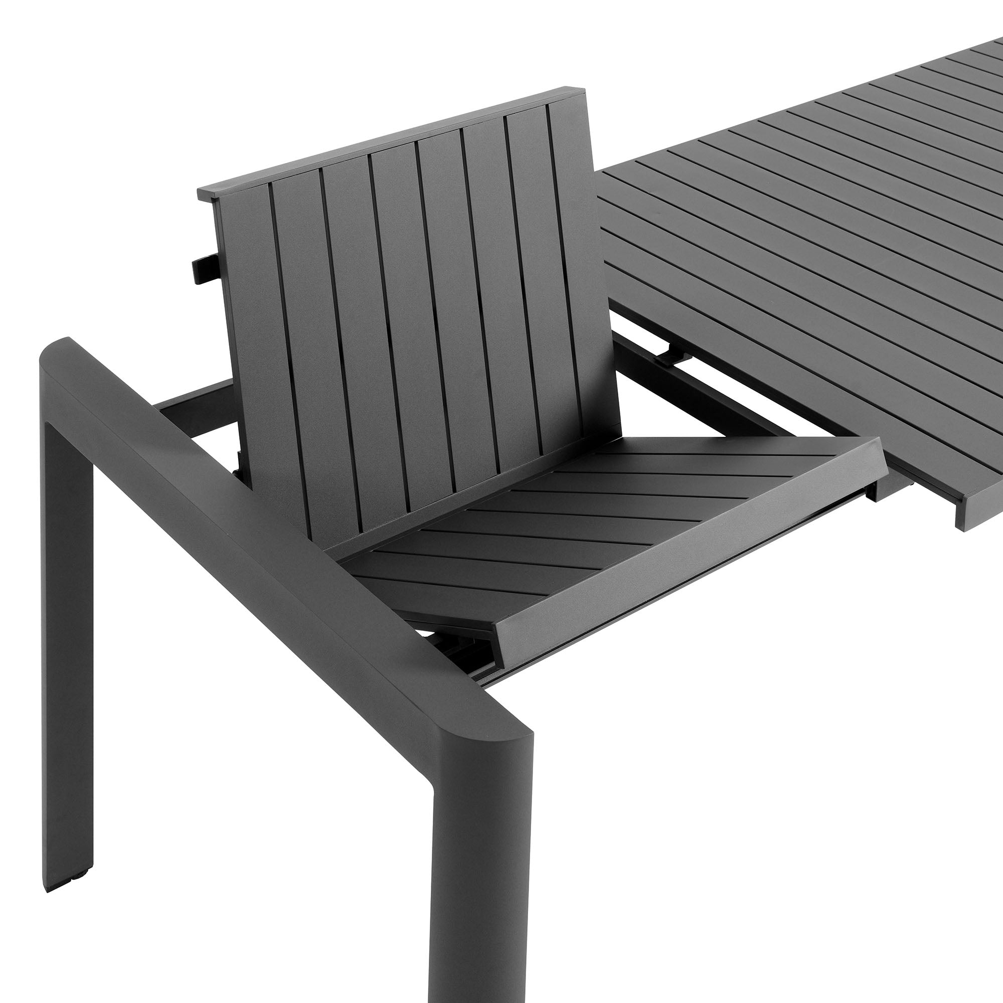 Tahoe Outdoor Patio Aluminum Extendable Dining Table, Gray