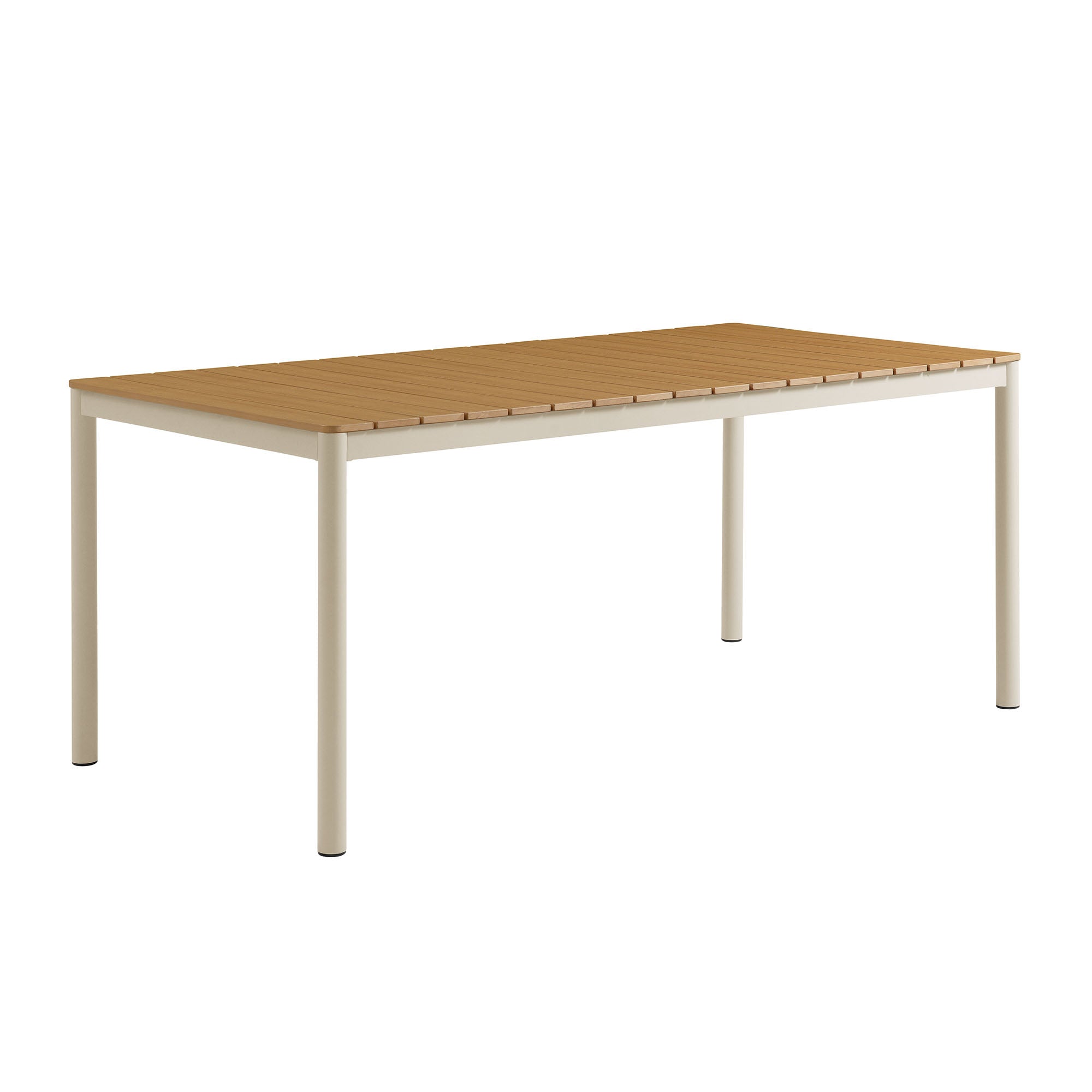 Finn 71" Outdoor Patio Aluminum Dining Table with Faux Wood Top, Natural