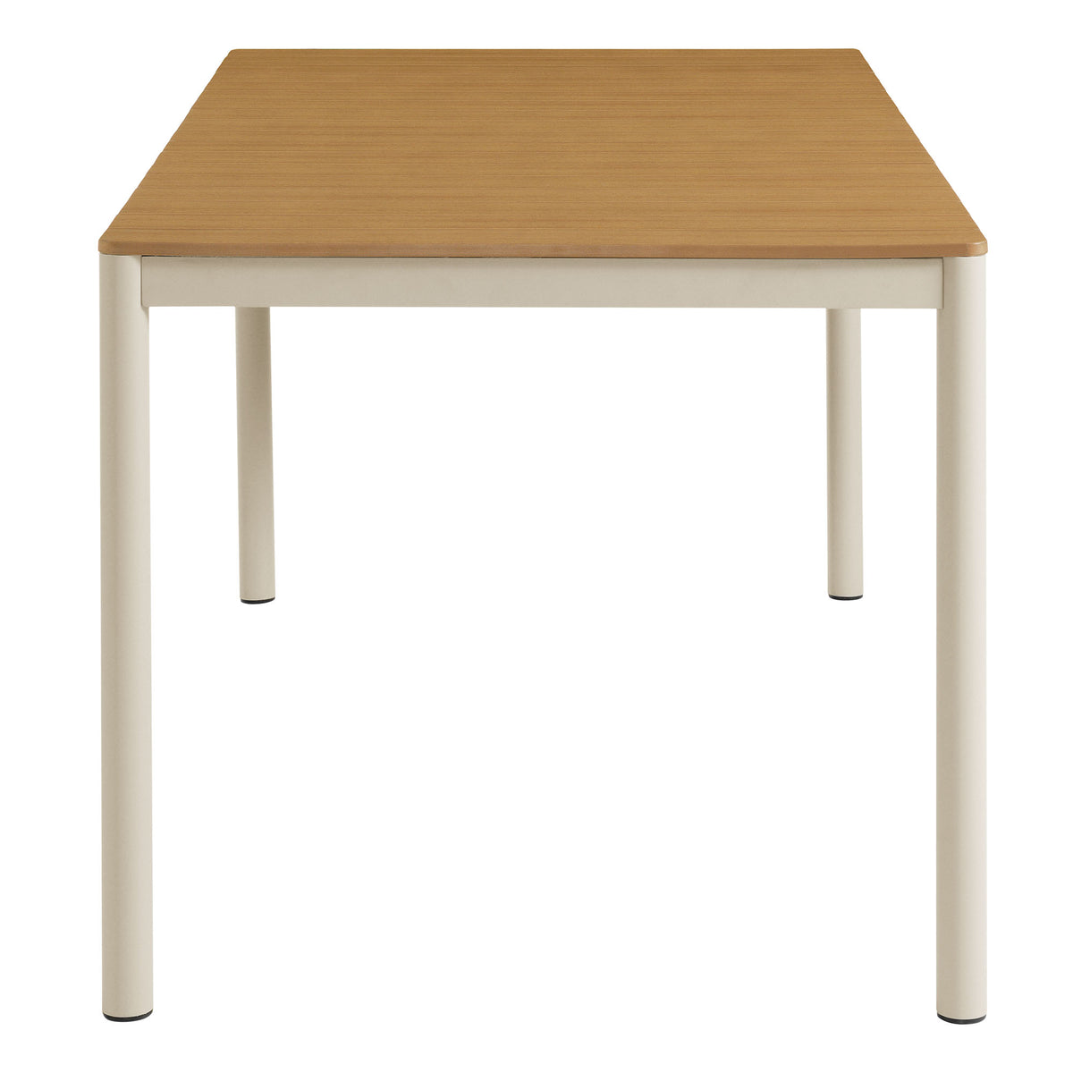 Finn 71" Outdoor Patio Aluminum Dining Table with Faux Wood Top, Natural