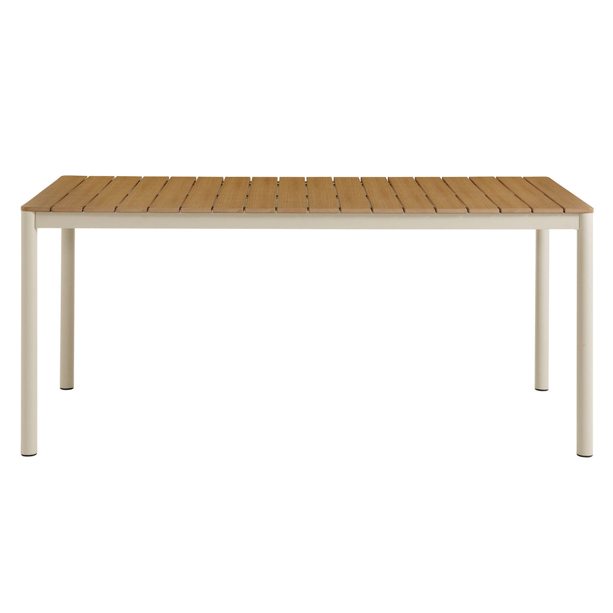 Finn 71" Outdoor Patio Aluminum Dining Table with Faux Wood Top, Natural
