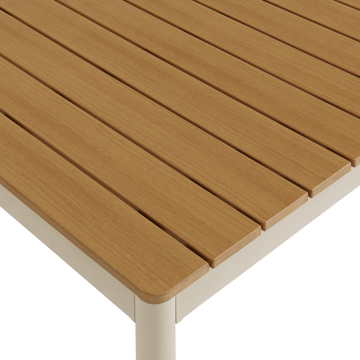 Finn 71" Outdoor Patio Aluminum Dining Table with Faux Wood Top, Natural