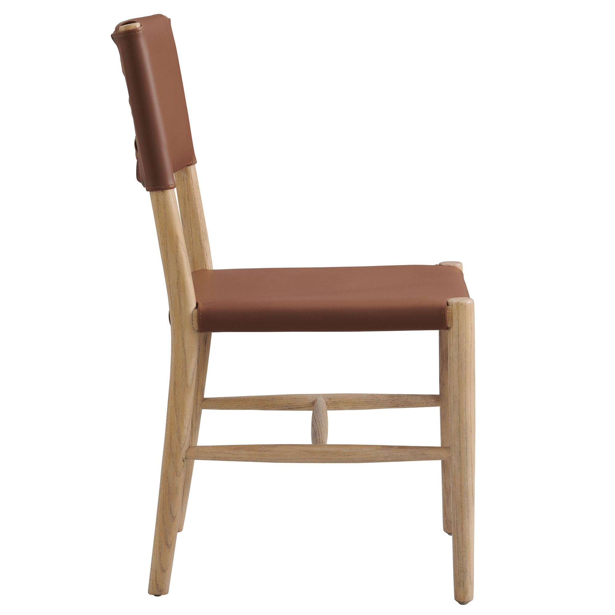 Dover Wood Vegan Leather Dining Side Chairs Set of 2, Natural