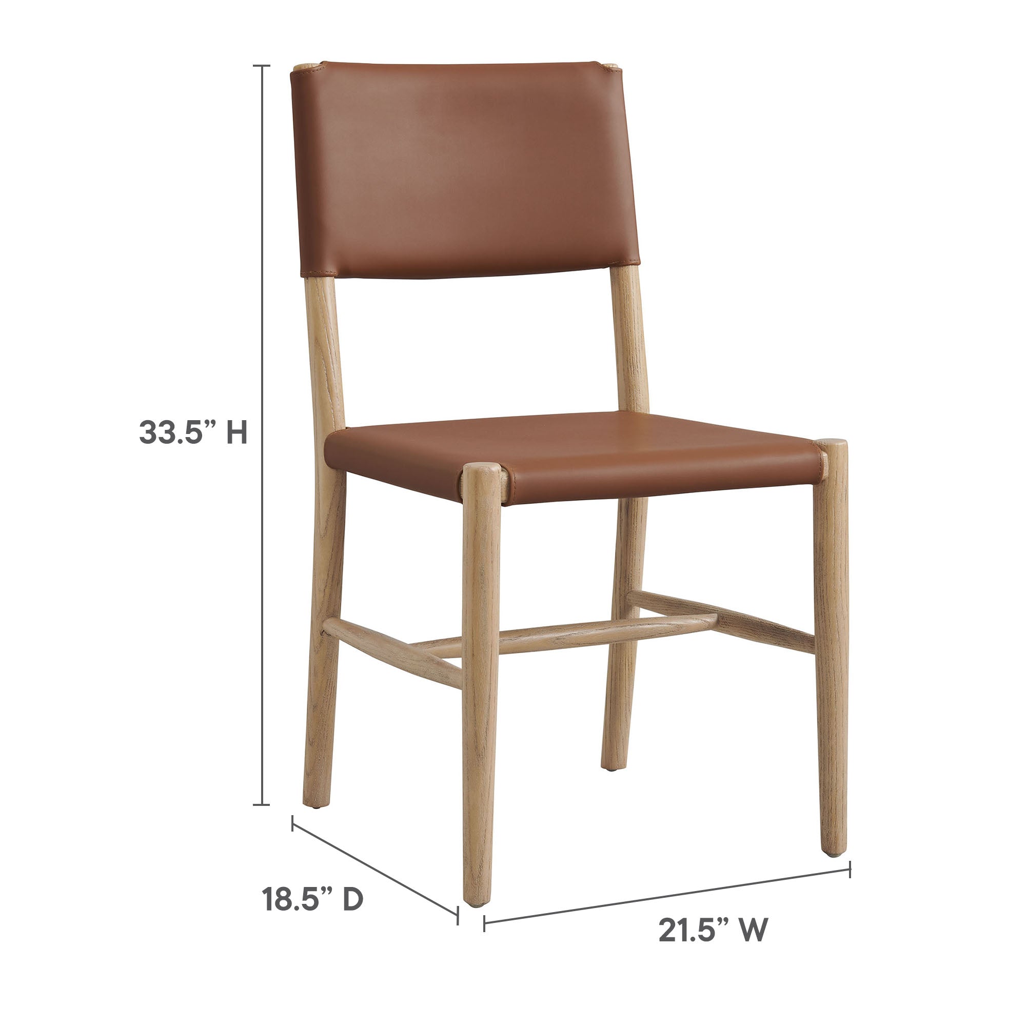 Dover Wood Vegan Leather Dining Side Chairs Set of 2, Natural