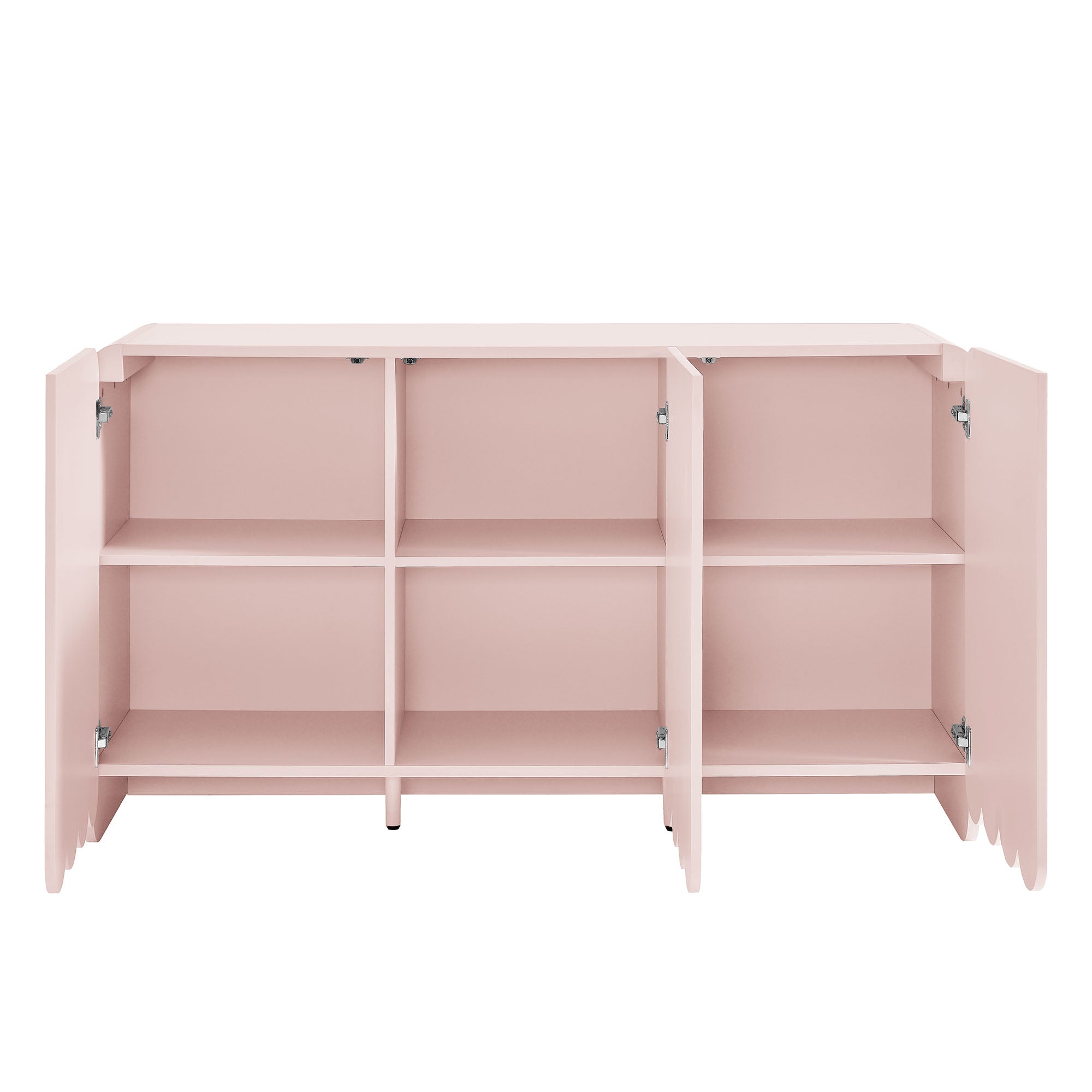 Dahlia Fluted and Scalloped Sideboard Storage Cabinet, Soft Pink