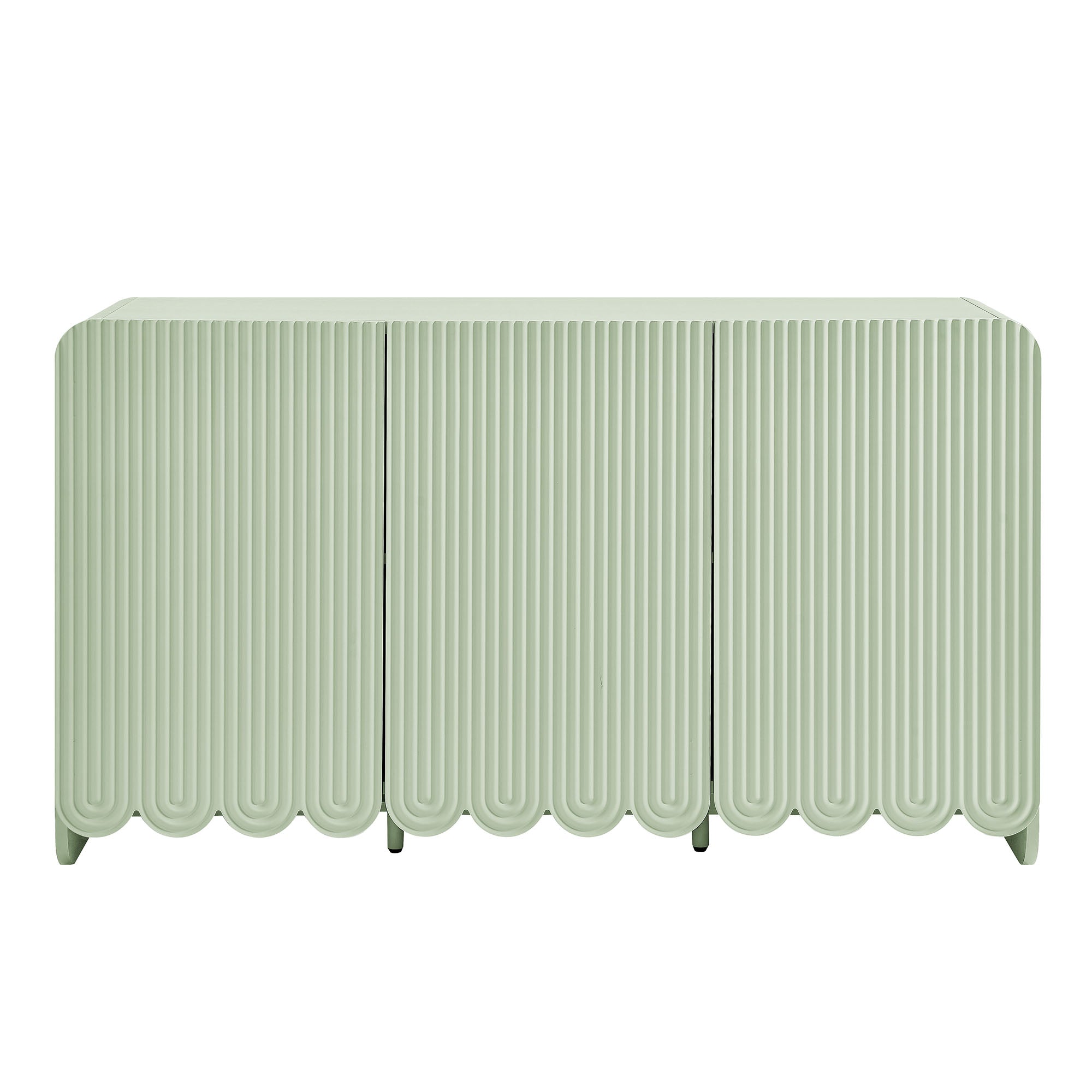 Dahlia Fluted and Scalloped Sideboard Storage Cabinet, Sage