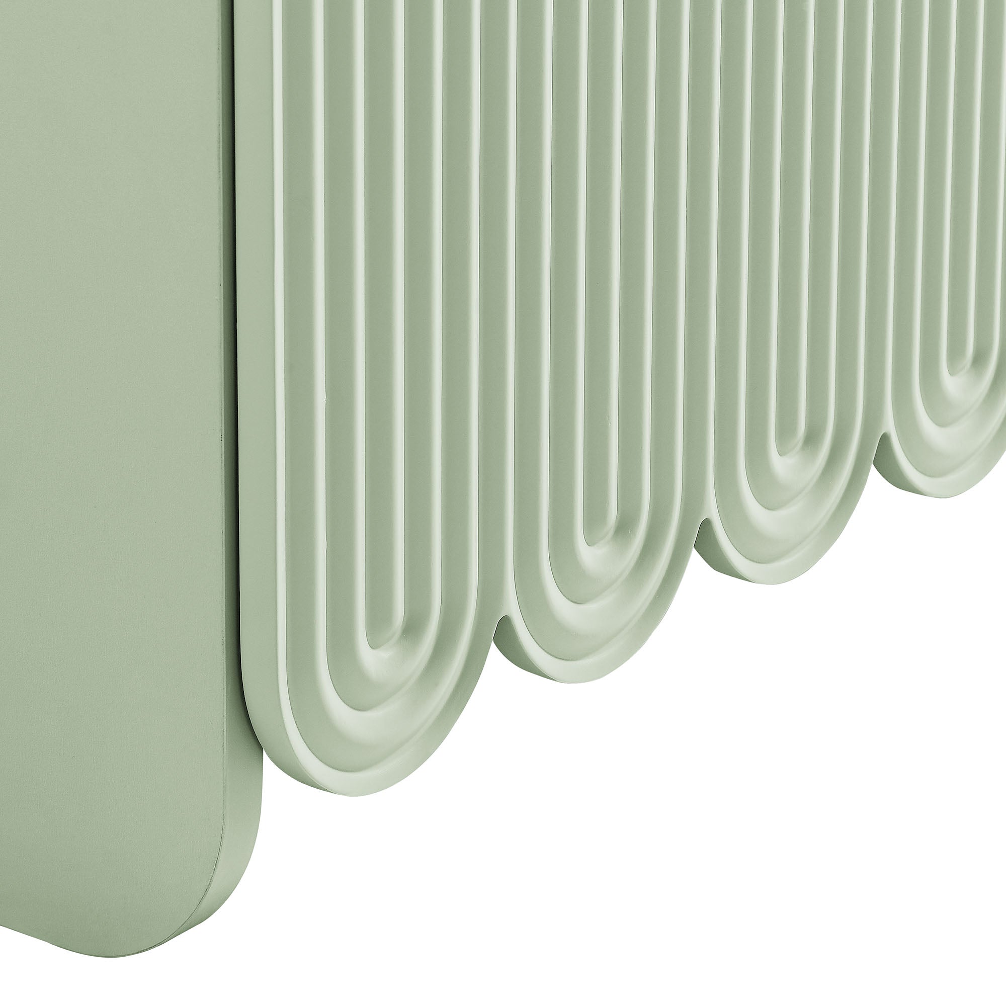 Dahlia Fluted and Scalloped Sideboard Storage Cabinet, Sage