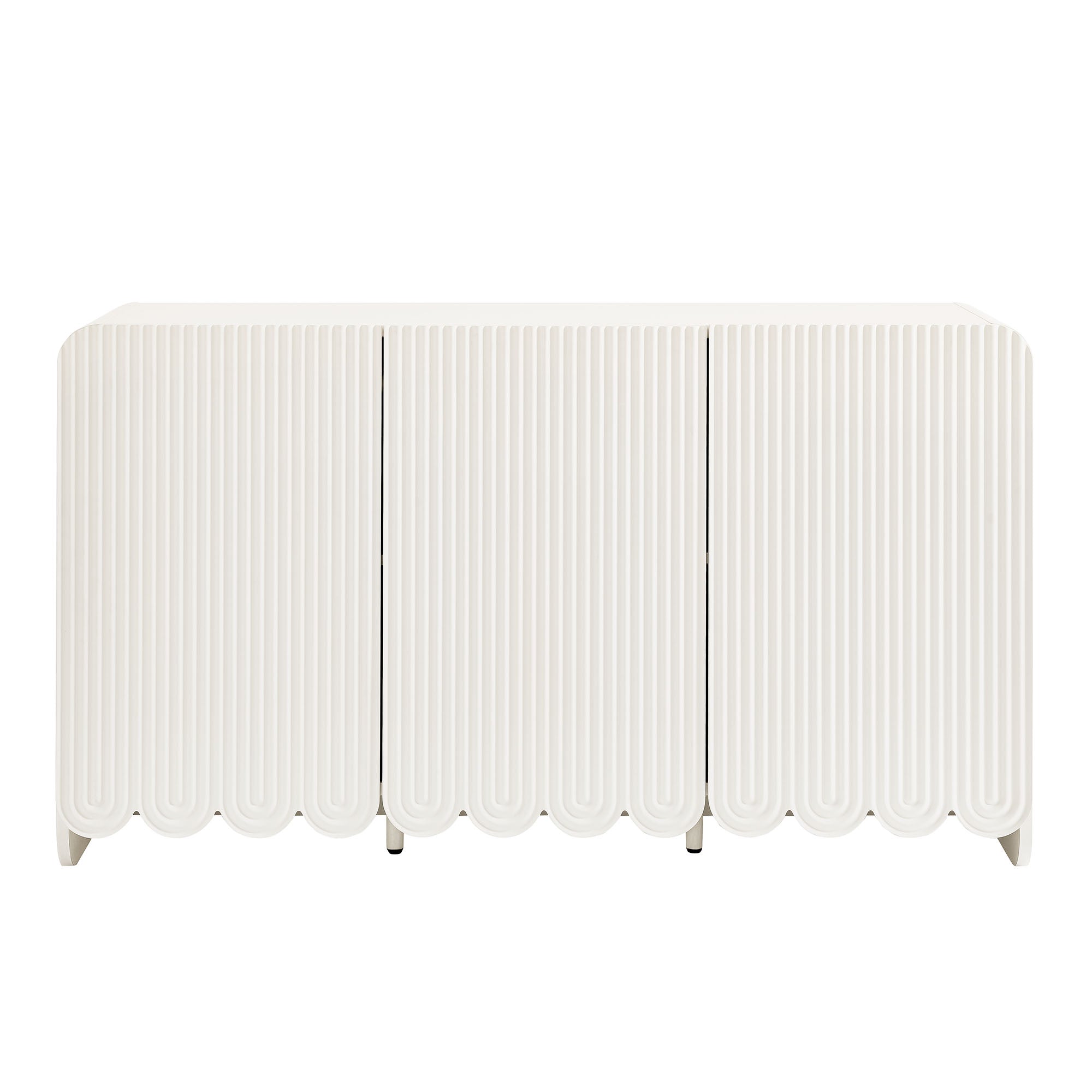 Dahlia Fluted and Scalloped Sideboard Storage Cabinet, White