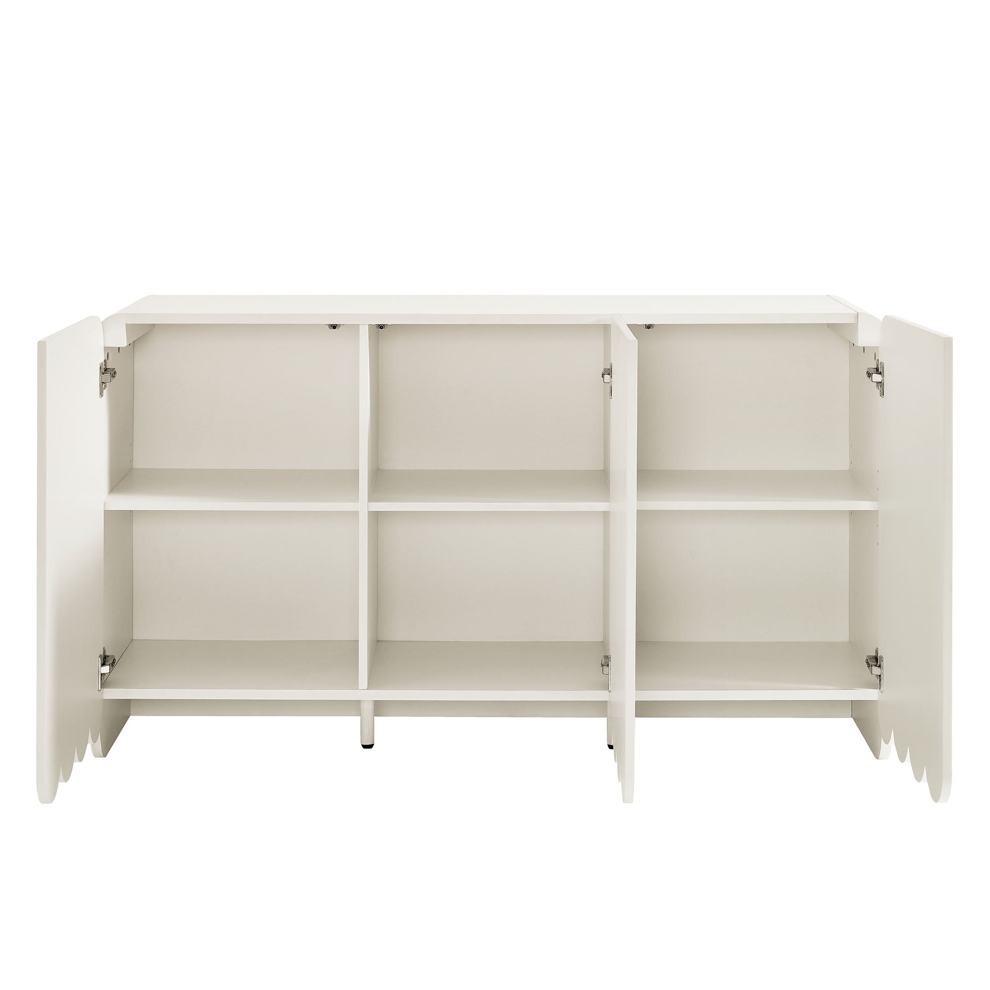 Dahlia Fluted and Scalloped Sideboard Storage Cabinet, White