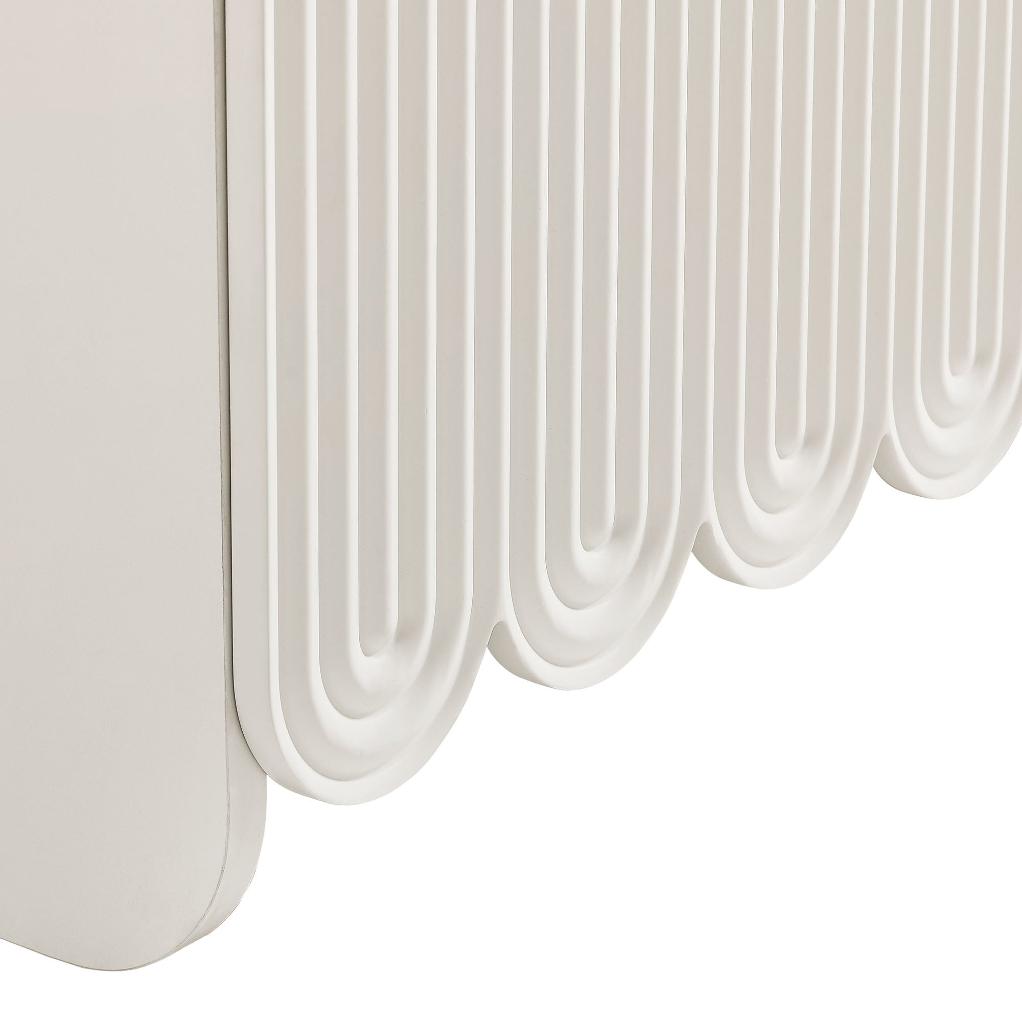 Dahlia Fluted and Scalloped Sideboard Storage Cabinet, White