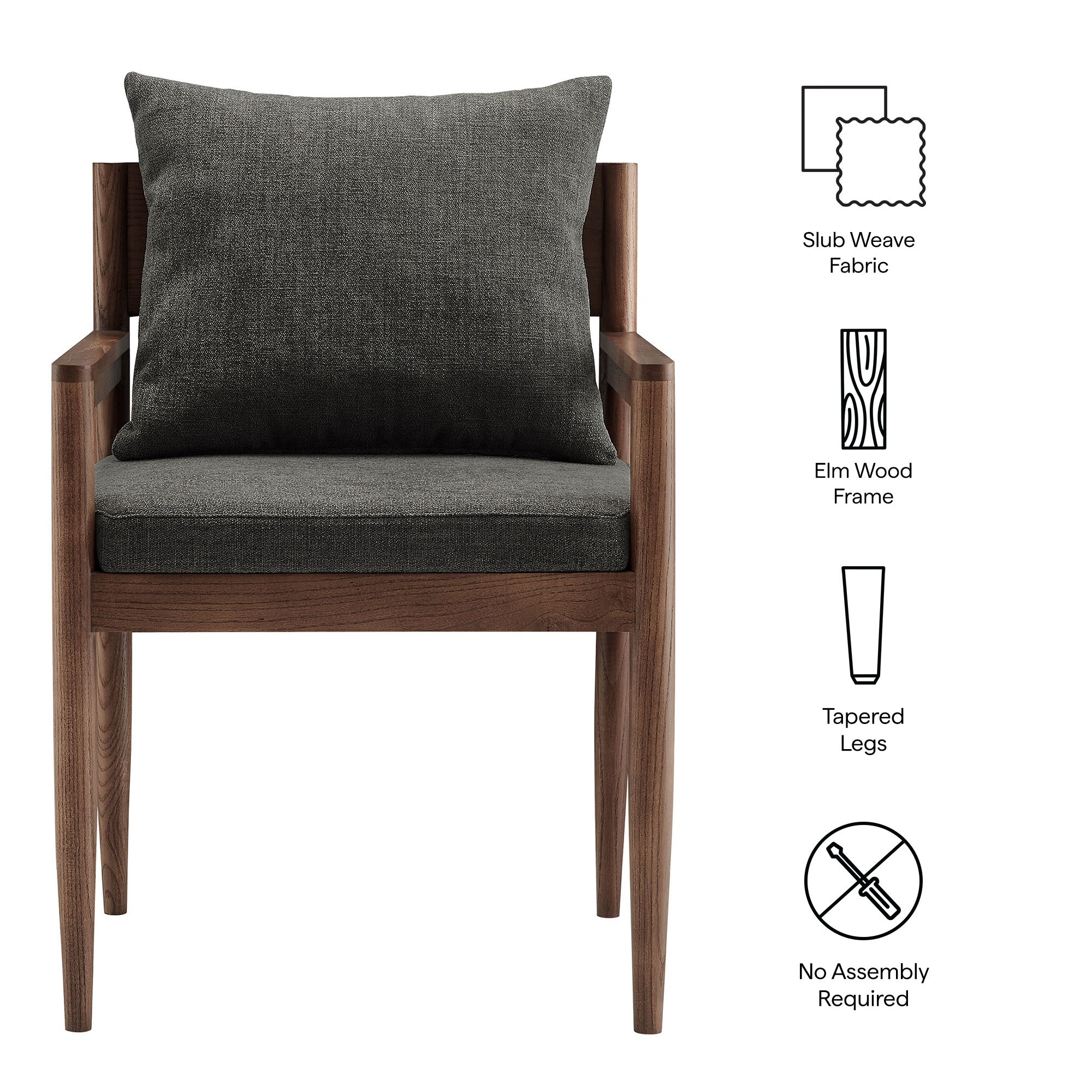 Remington Wood Dining Armchair, Charcoal