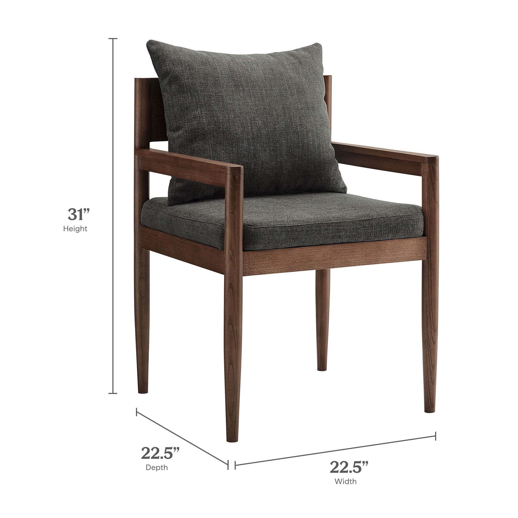 Remington Wood Dining Armchair, Charcoal