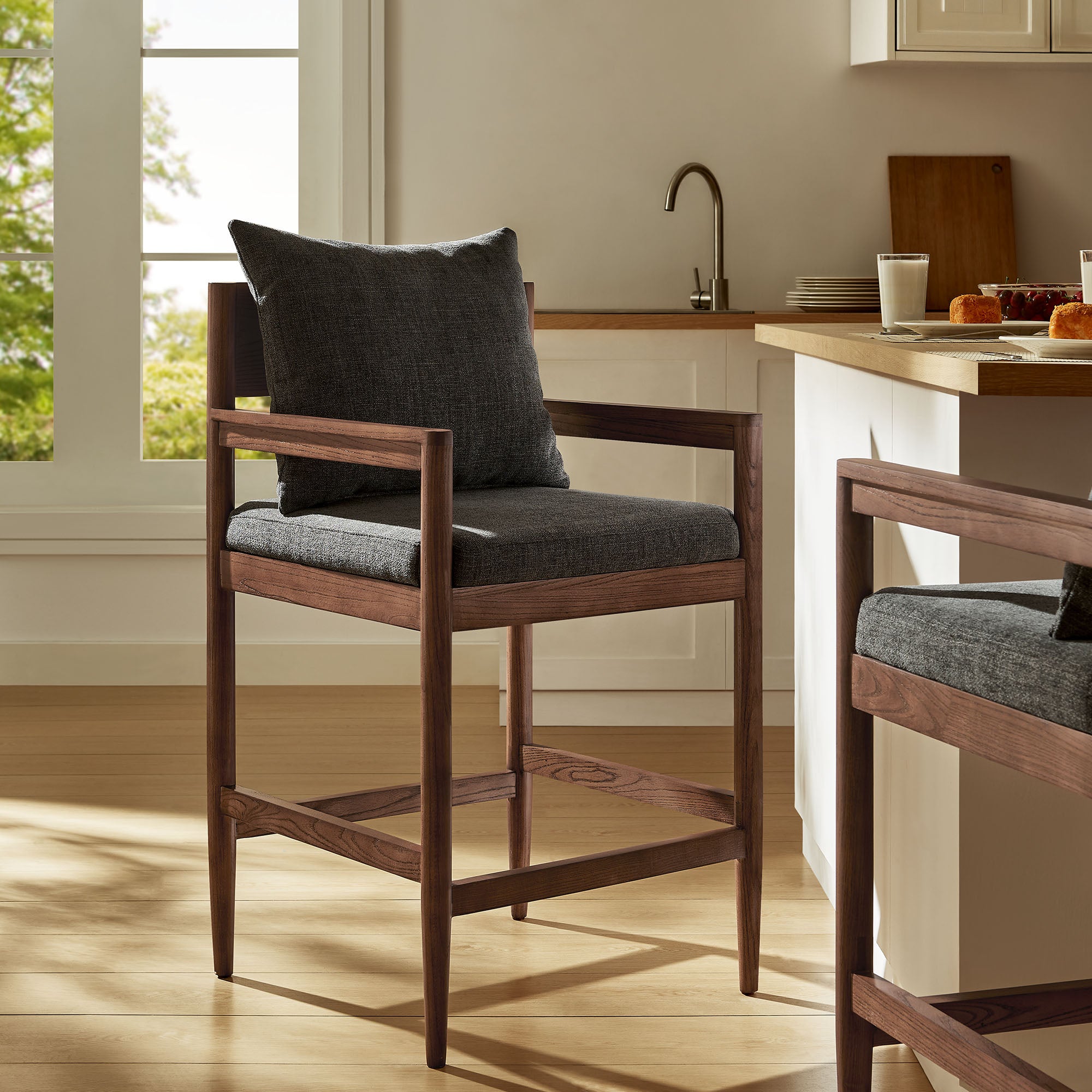 Remington Wood Counter Stool, Charcoal