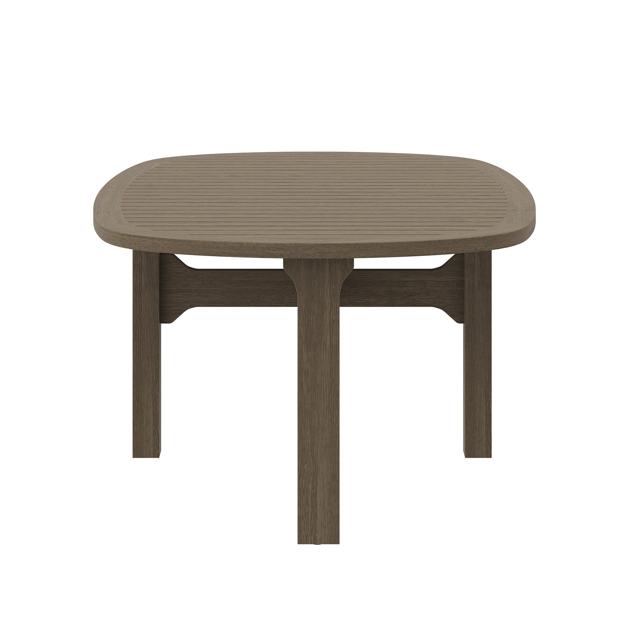 Saratoga Oval Outdoor Patio Teak Wood Coffee Table, Weathered Gray
