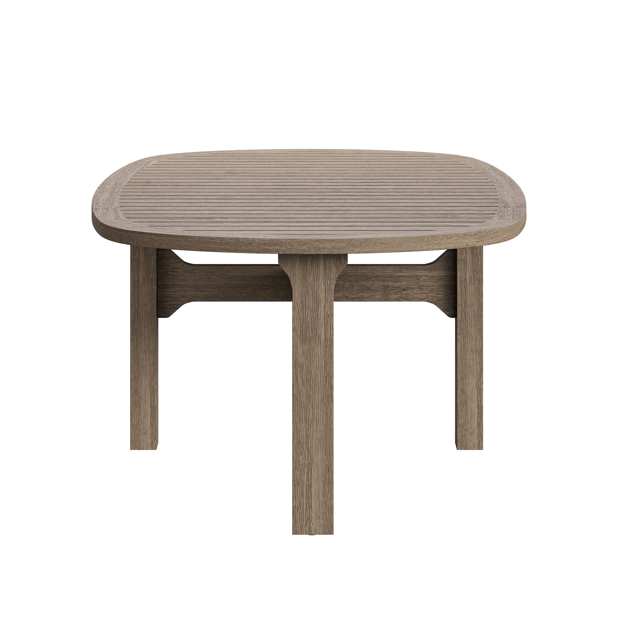 Saratoga Oval Outdoor Patio Teak Wood Coffee Table, Weathered Gray