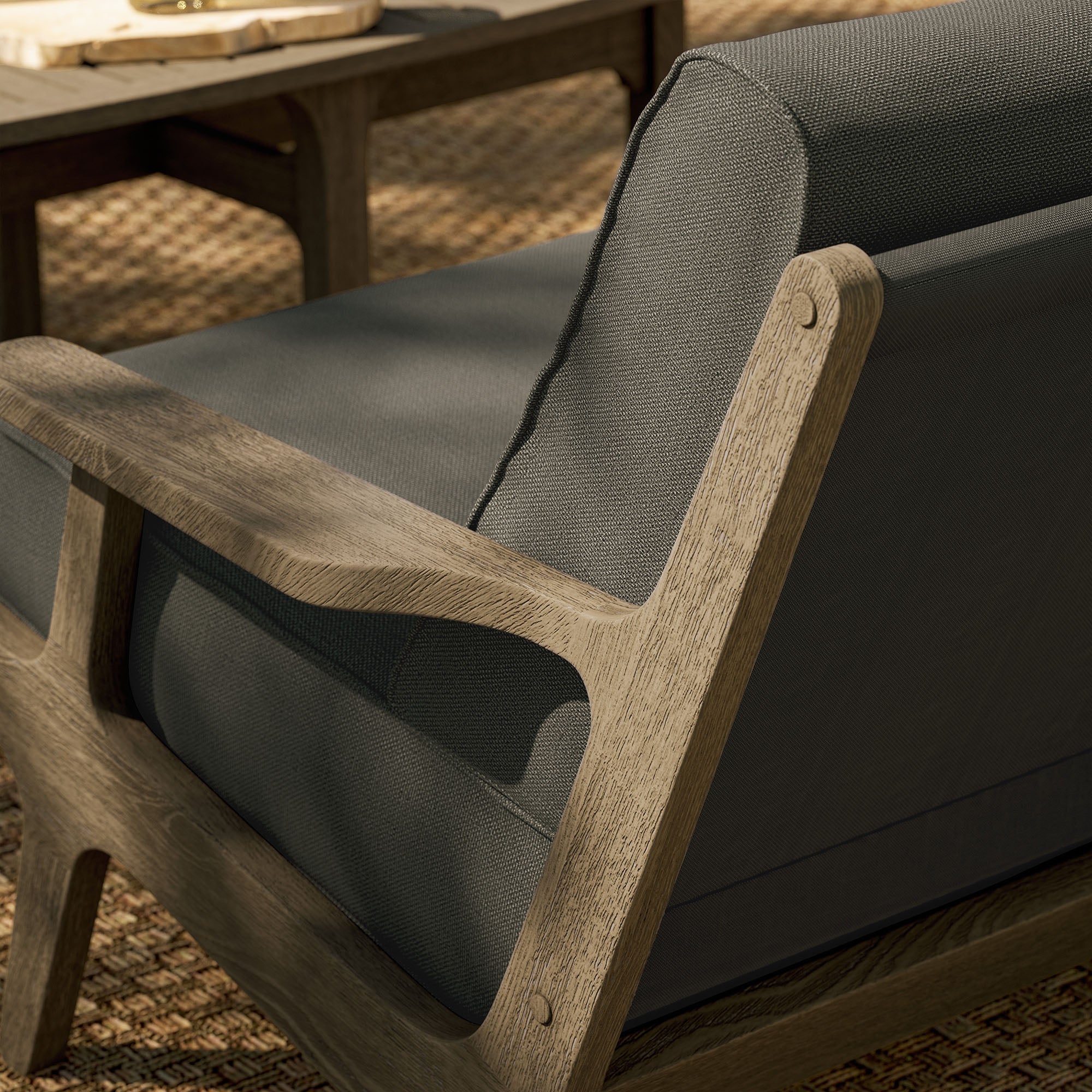 Saratoga Outdoor Patio Teak Wood Loveseat, Flint Gray