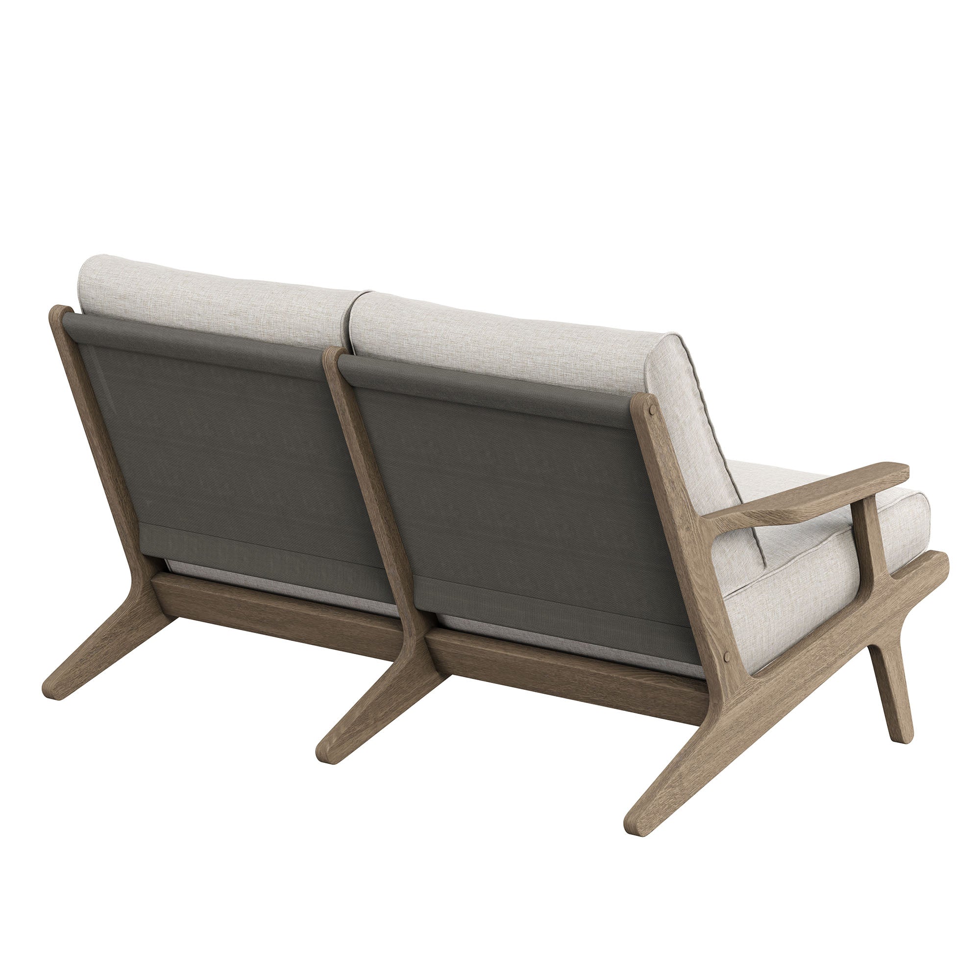 Saratoga Outdoor Patio Teak Wood Loveseat, Pebble