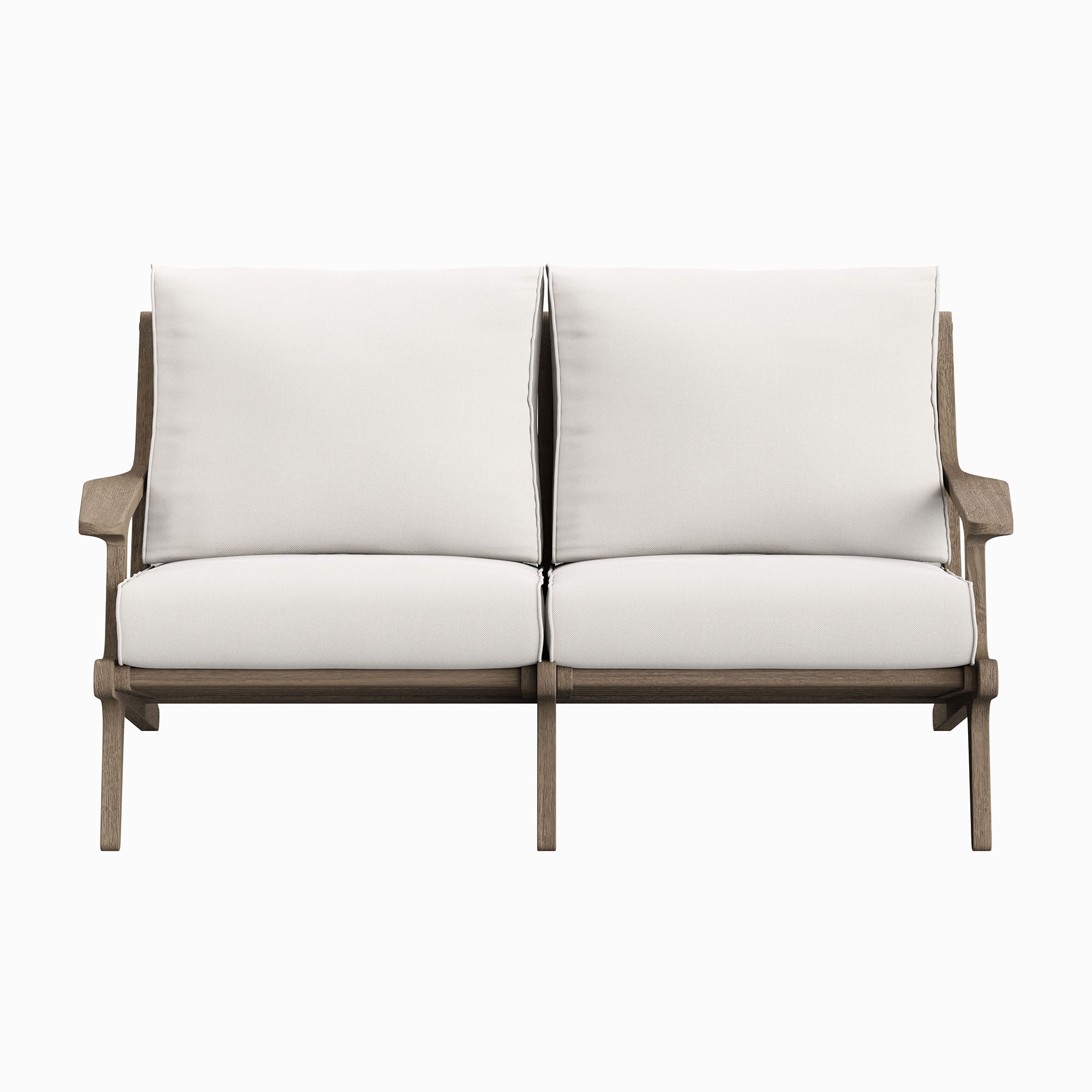 Saratoga Outdoor Patio Teak Wood Loveseat, Weathered Gray