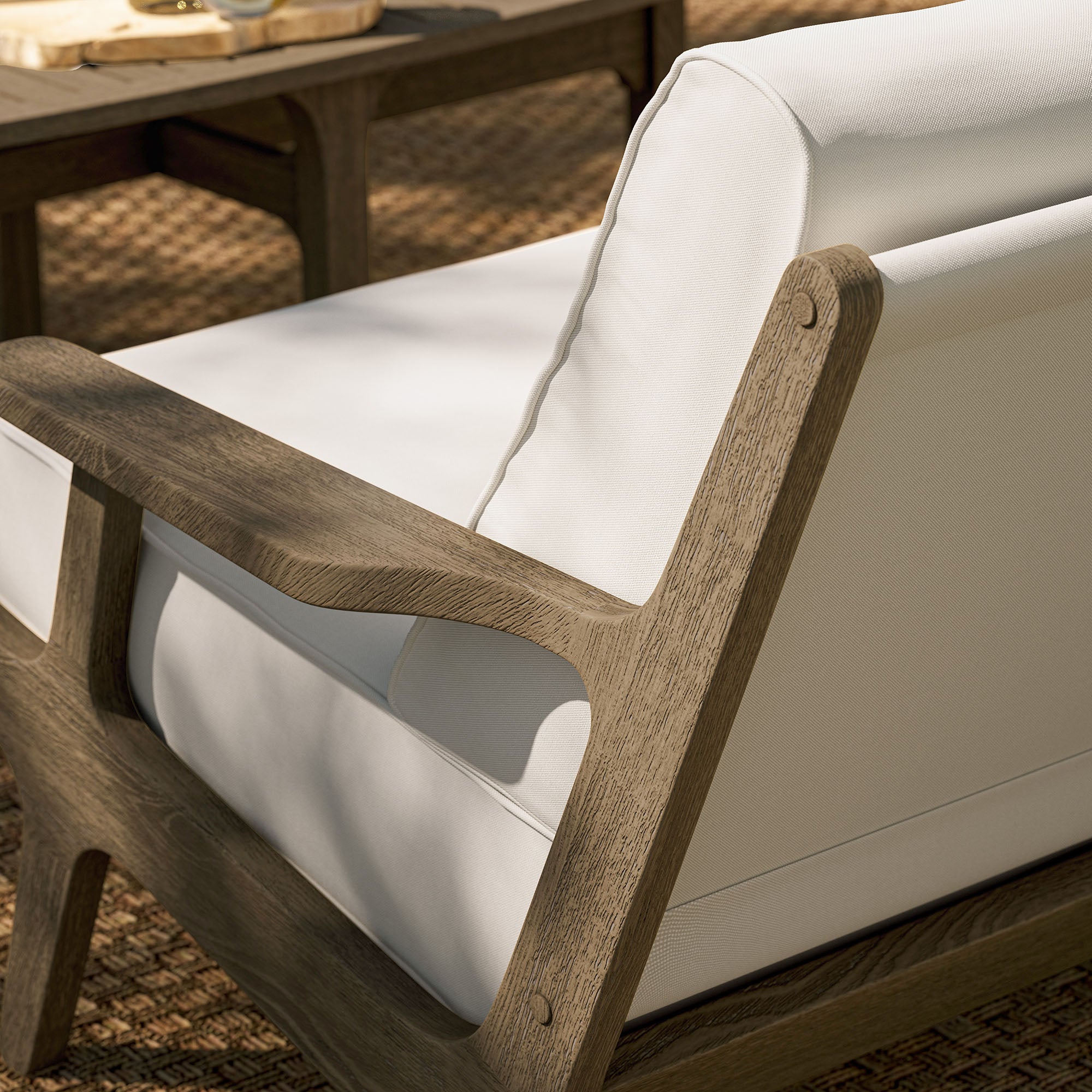 Saratoga Outdoor Patio Teak Wood Loveseat, Weathered Gray