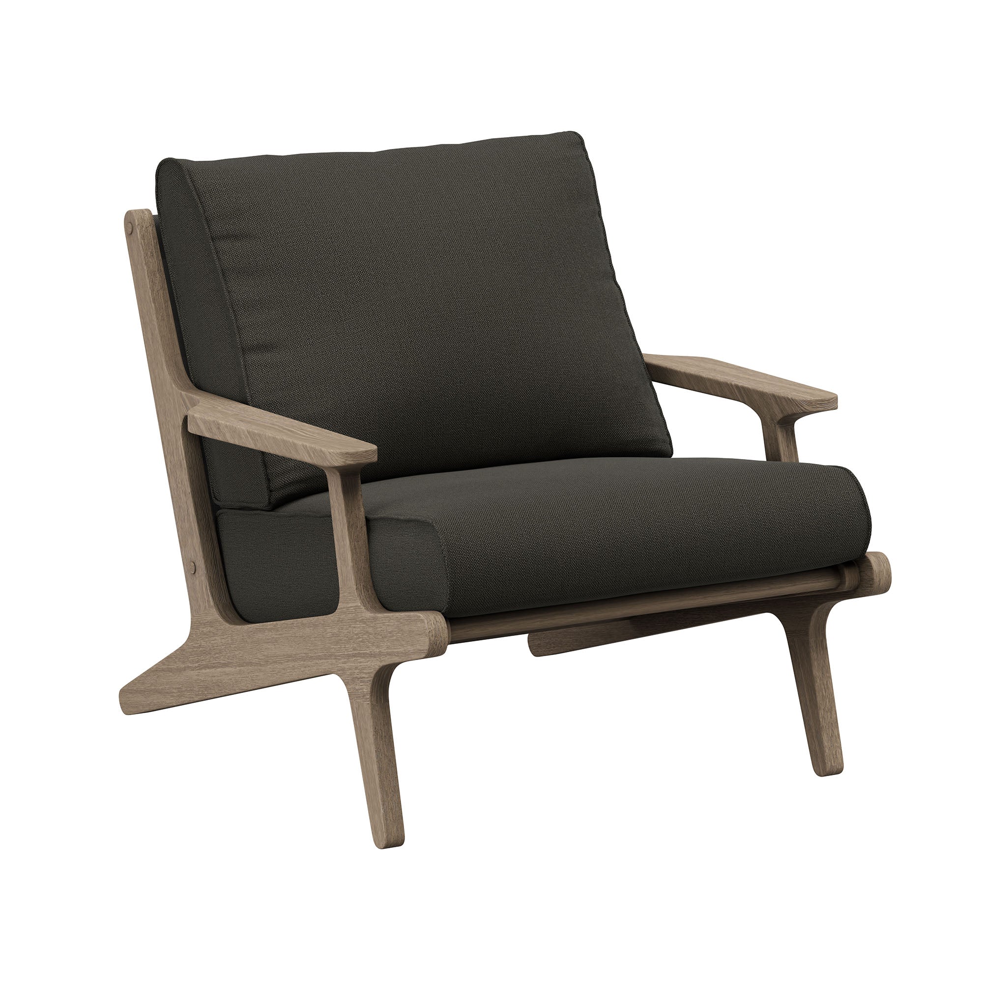 Saratoga Outdoor Patio Teak Wood Chair and Ottoman Set, Flint Gray