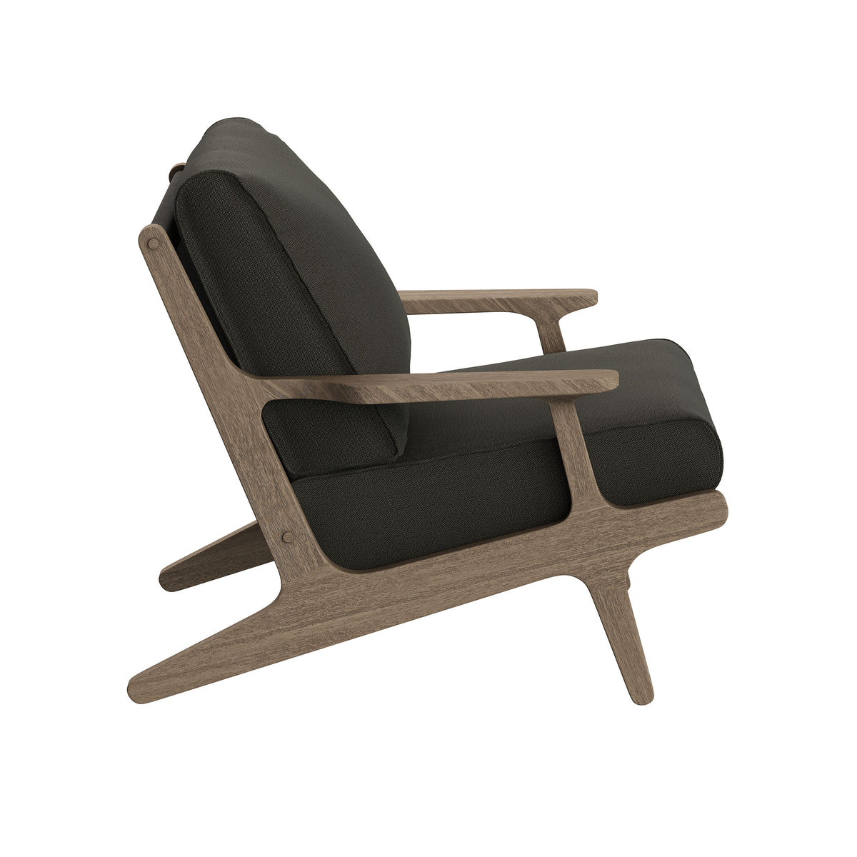 Saratoga 3-Piece Outdoor Patio Teak Wood Furniture Set with Lounge Chairs and Side Table, Flint Gray