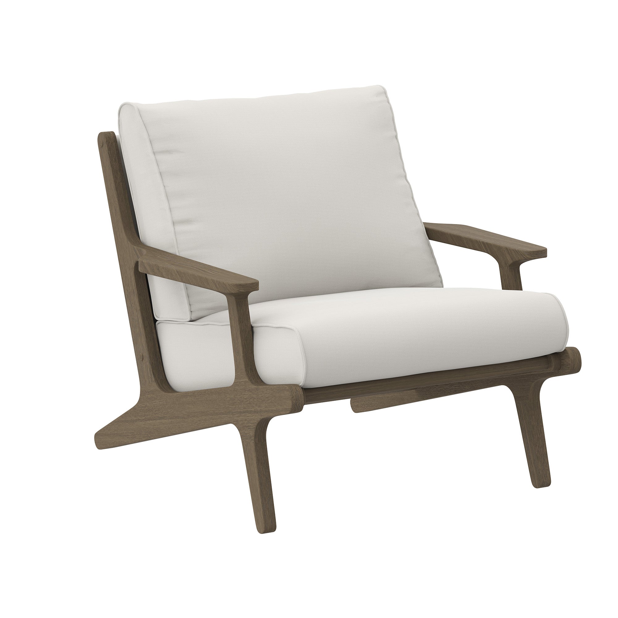 Saratoga Outdoor Patio Teak Wood Chair and Ottoman Set, Weathered Gray White
