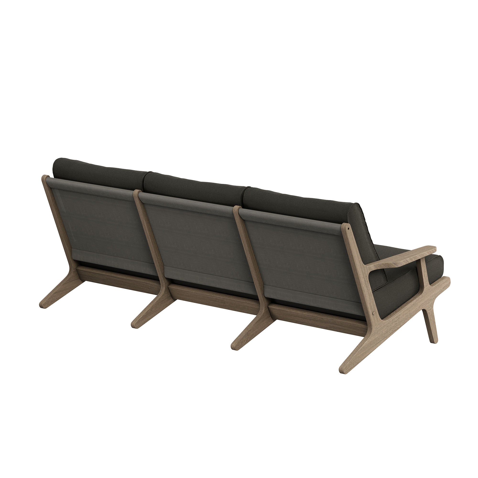 Saratoga Outdoor Patio Teak Sofa, Flint Gray