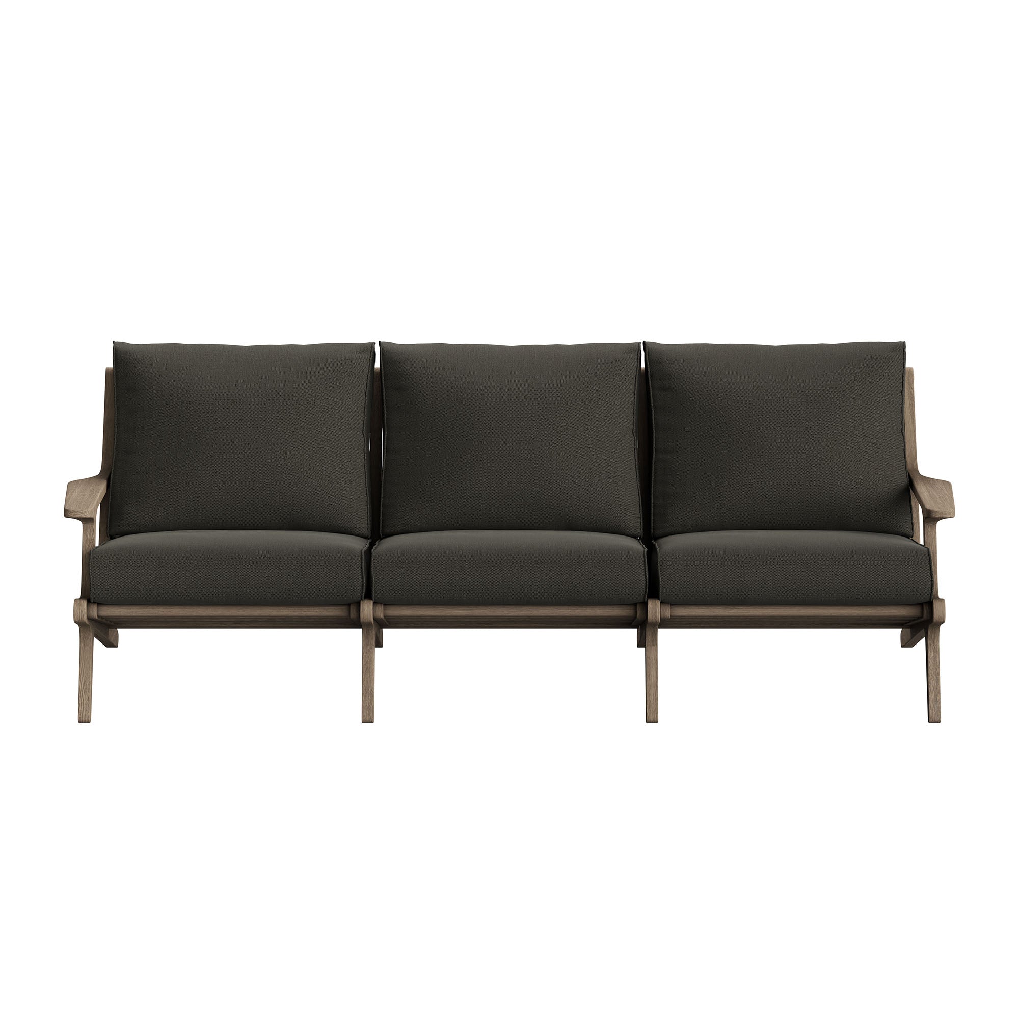 Saratoga Outdoor Patio Teak Sofa, Flint Gray