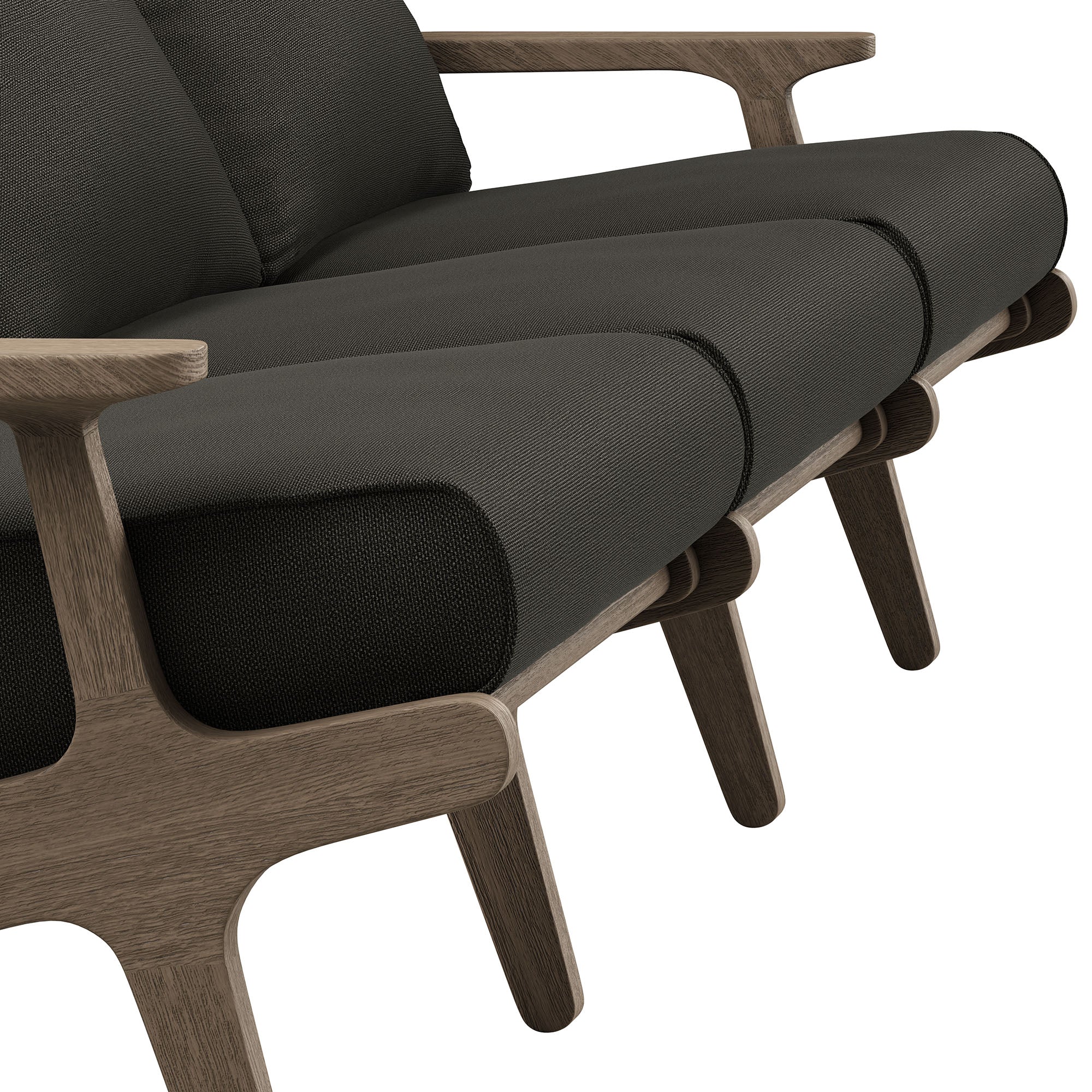 Saratoga Outdoor Patio Teak Sofa, Flint Gray