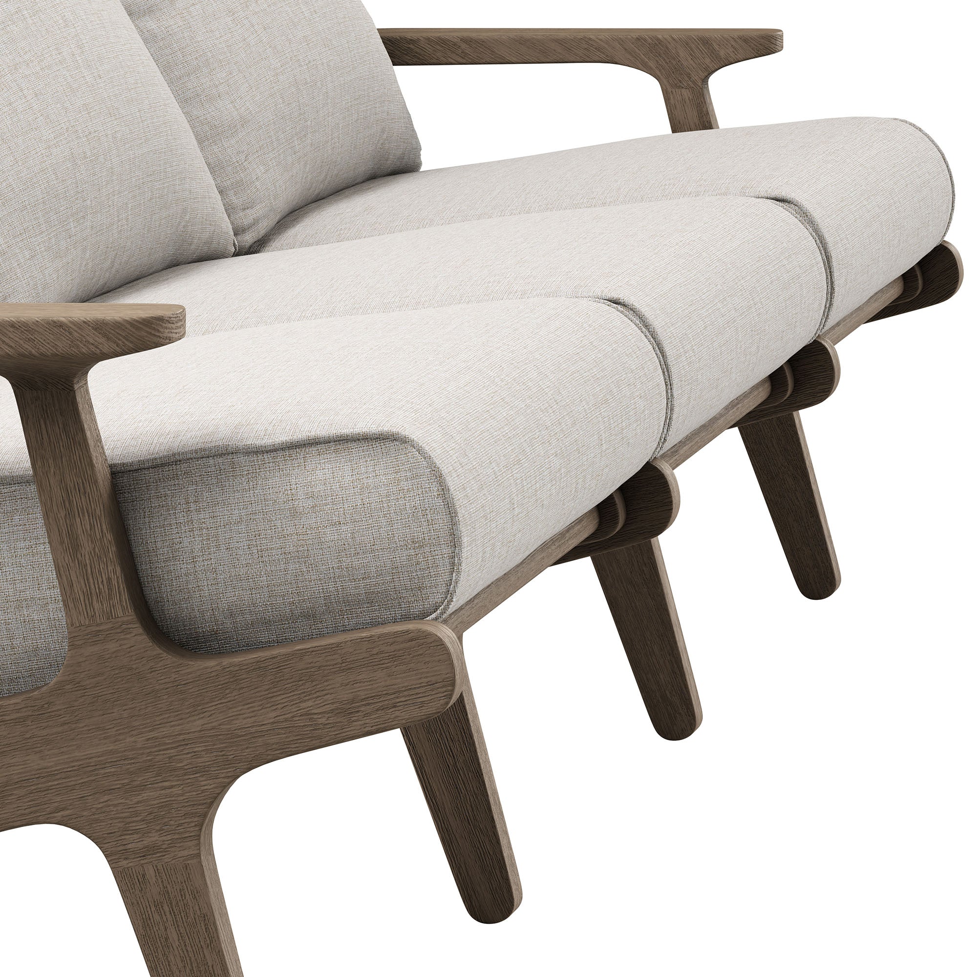 Saratoga Outdoor Patio Teak Sofa, Pebble