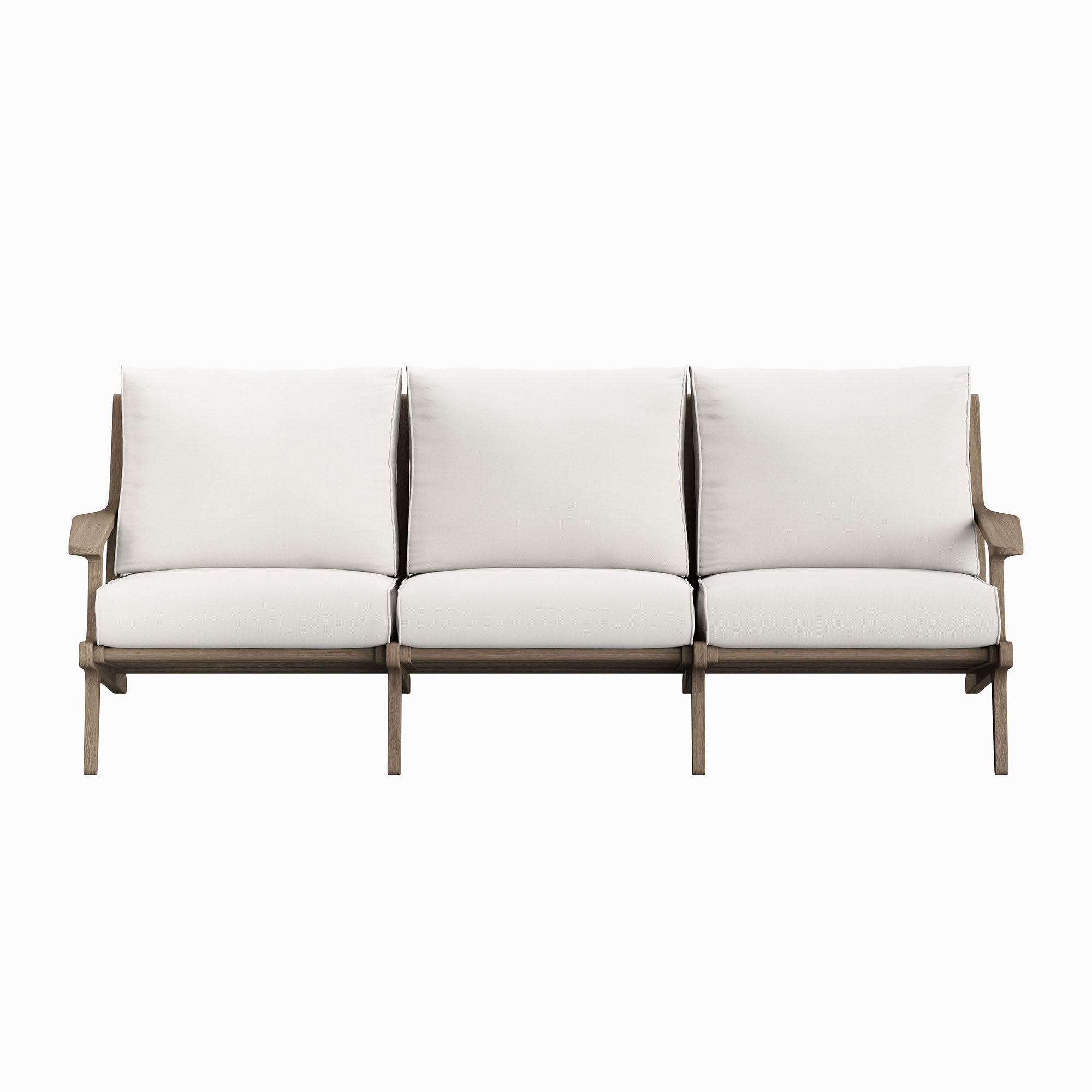 Saratoga Outdoor Patio Teak Sofa, Weathered Gray