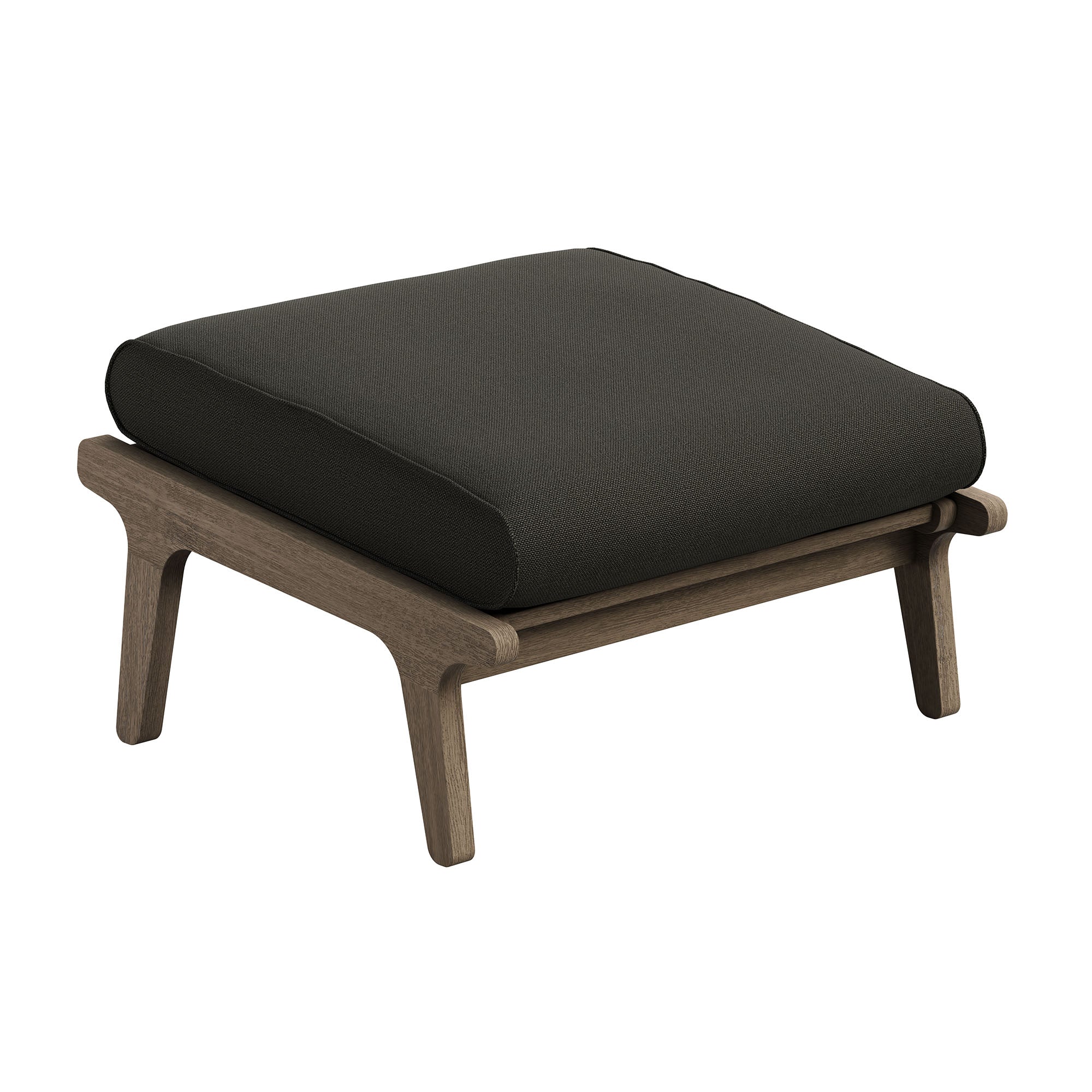 Saratoga Outdoor Patio Teak Ottoman, Flint Gray