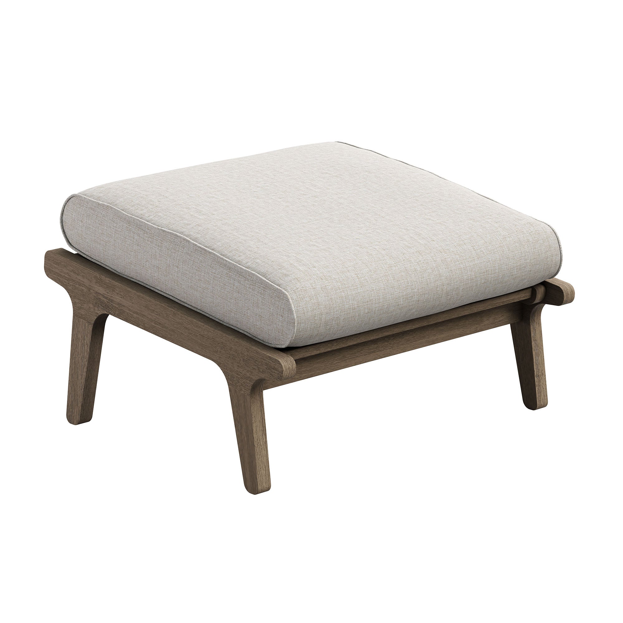 Saratoga Outdoor Patio Teak Ottoman, Pebble