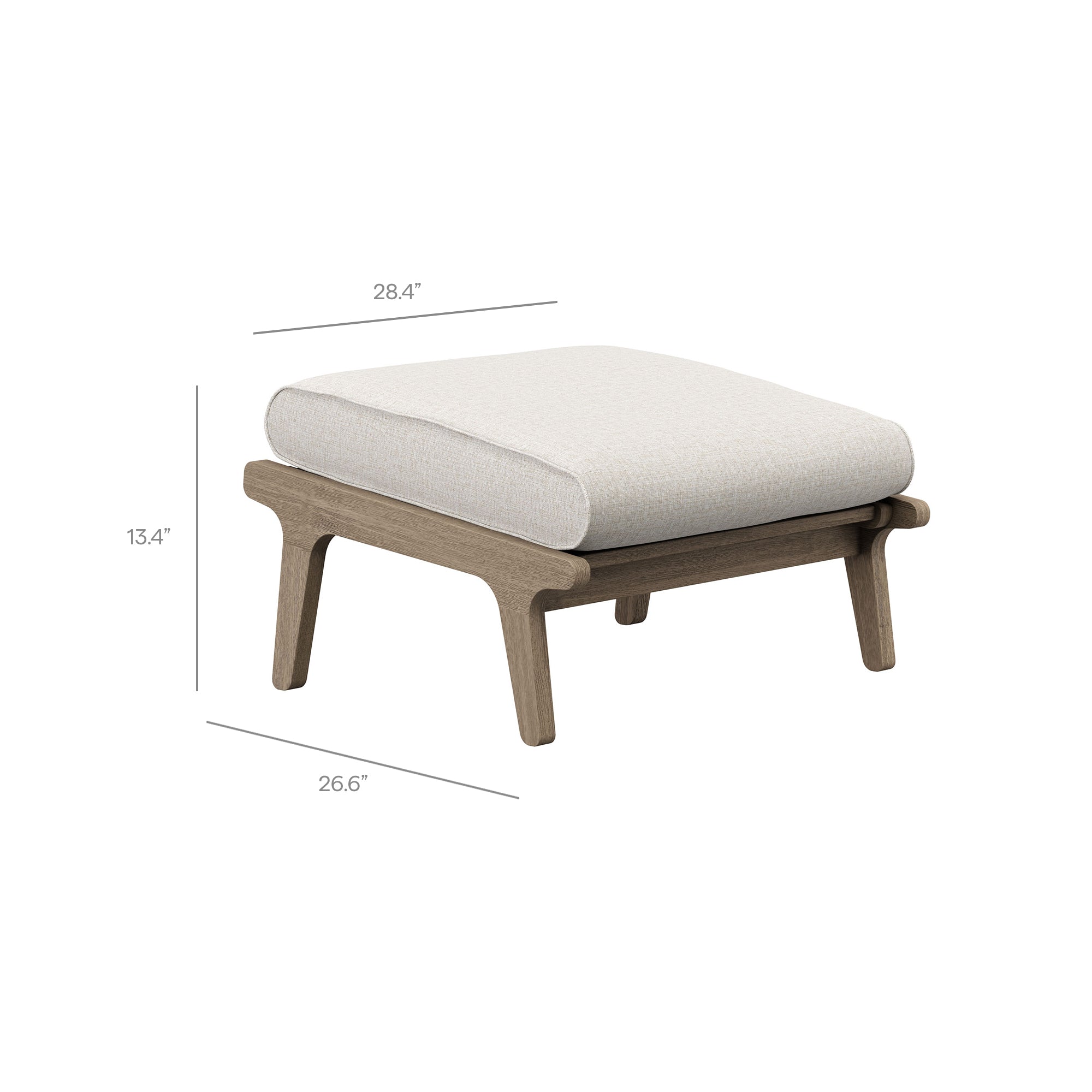 Saratoga Outdoor Patio Teak Ottoman, Pebble