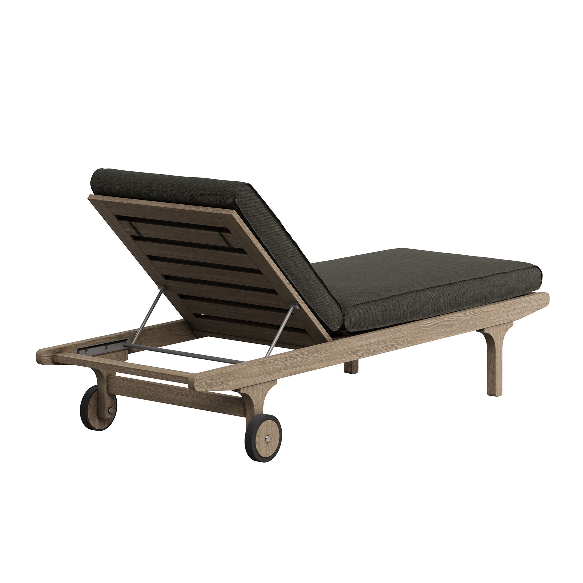 Saratoga Outdoor Patio Teak Wood 3-Piece Chaise Lounge Furniture Set, Flint Gray