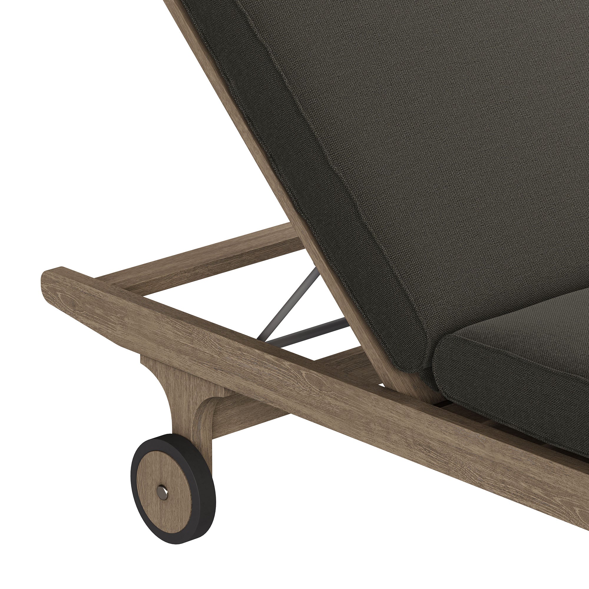 Saratoga Outdoor Patio Teak Chaise Lounge Chair, Flint Gray