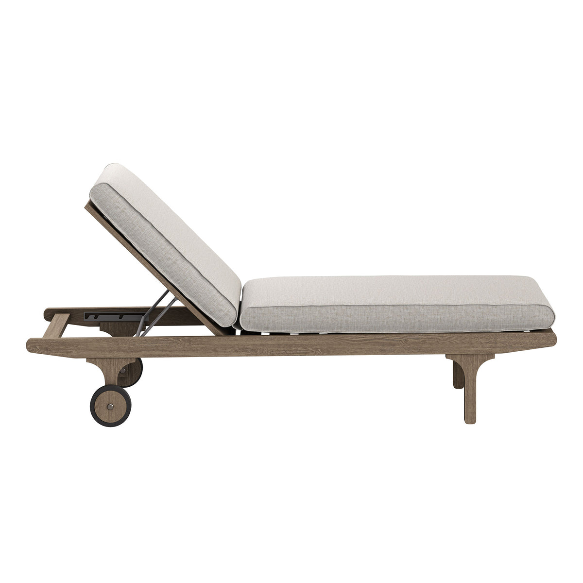 Saratoga Outdoor Patio Teak Wood 3-Piece Chaise Lounge Furniture Set, Pebble
