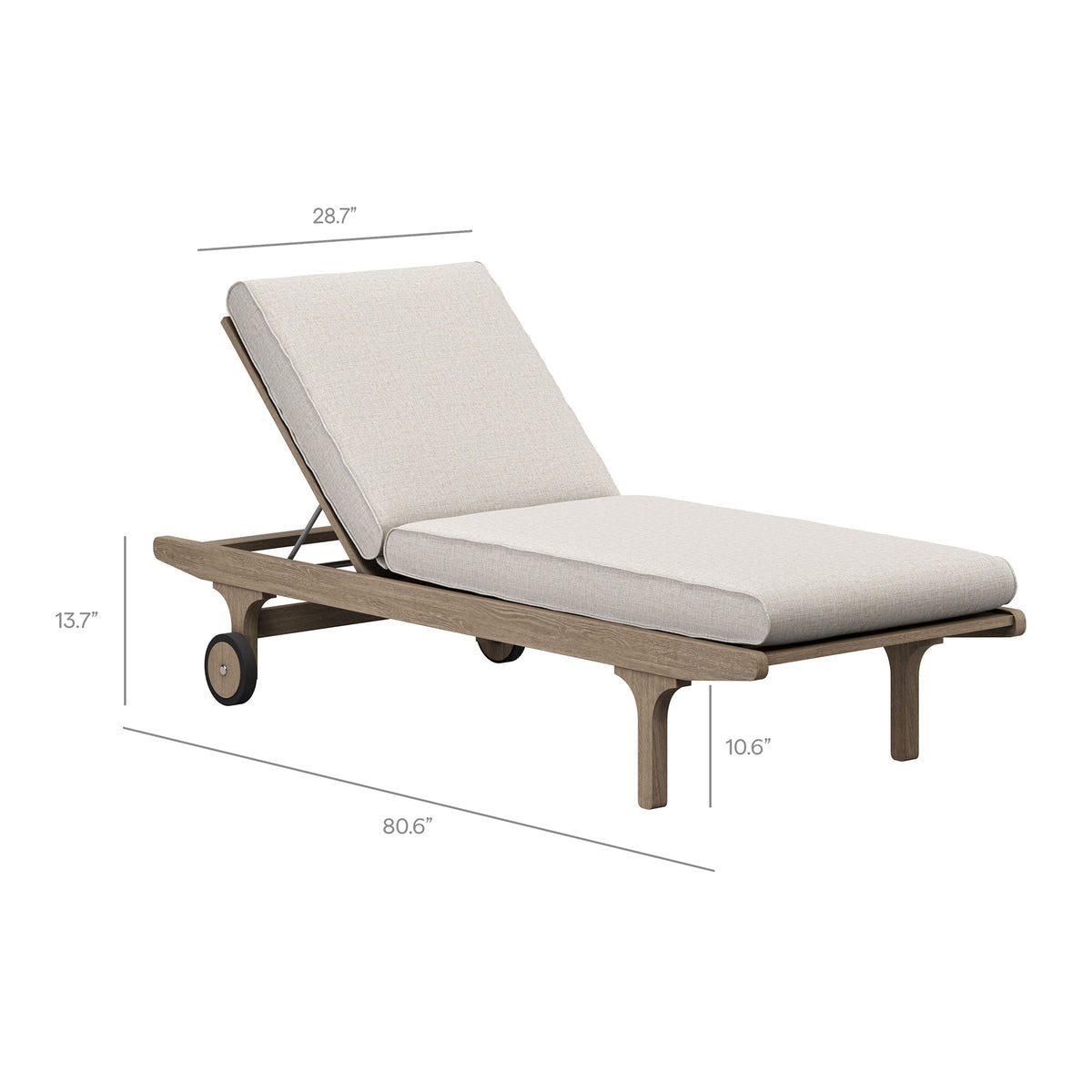 Saratoga Outdoor Patio Teak Chaise Lounge Chair, Pebble