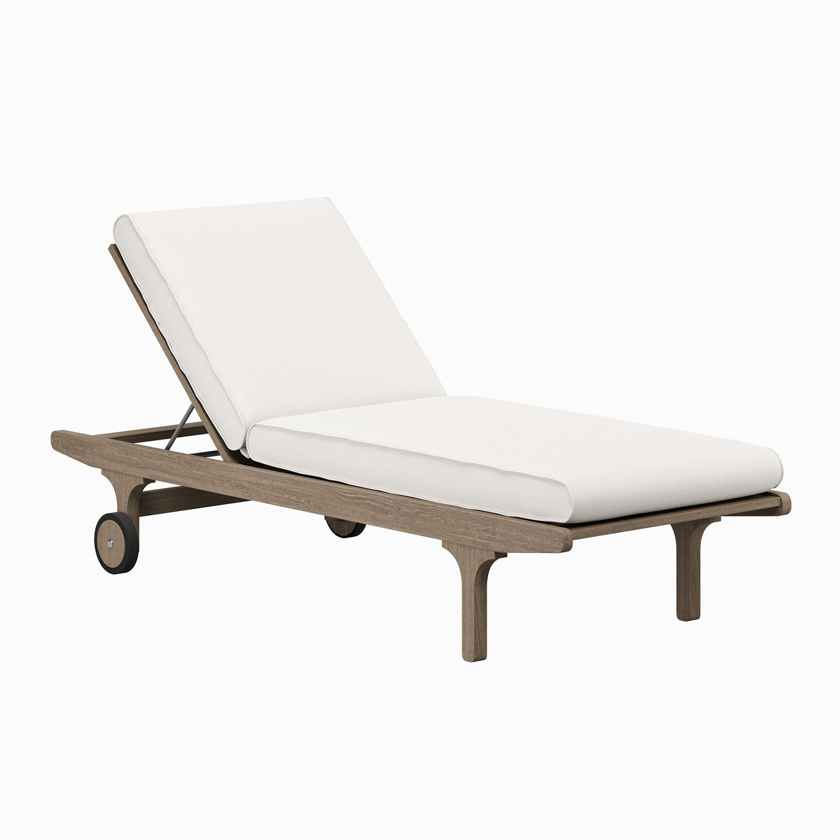 Saratoga Outdoor Patio Teak Chaise Lounge Chair, Weathered Gray