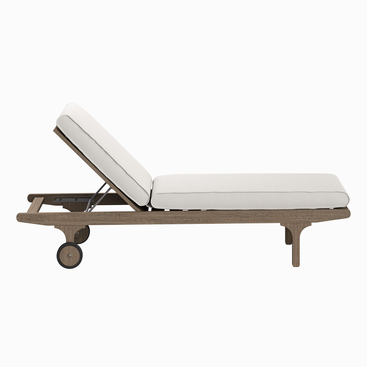 Saratoga Outdoor Patio Teak Chaise Lounge Chair, Weathered Gray